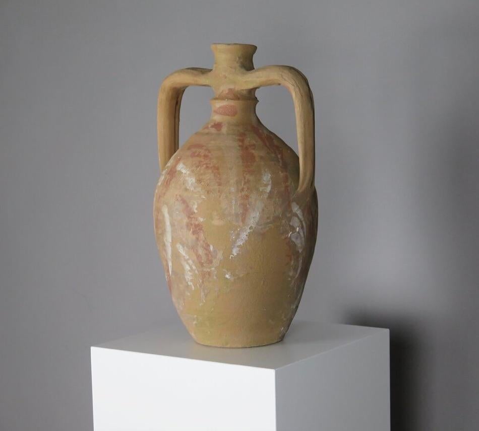 Tall Rustic Mediterranean Clay Vessel For Sale 1