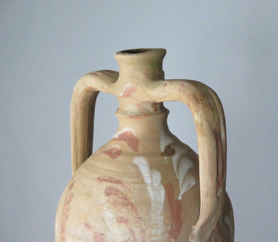 Tall Rustic Mediterranean Clay Vessel For Sale 3