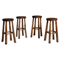 Tall Rustic Stools, France 1950