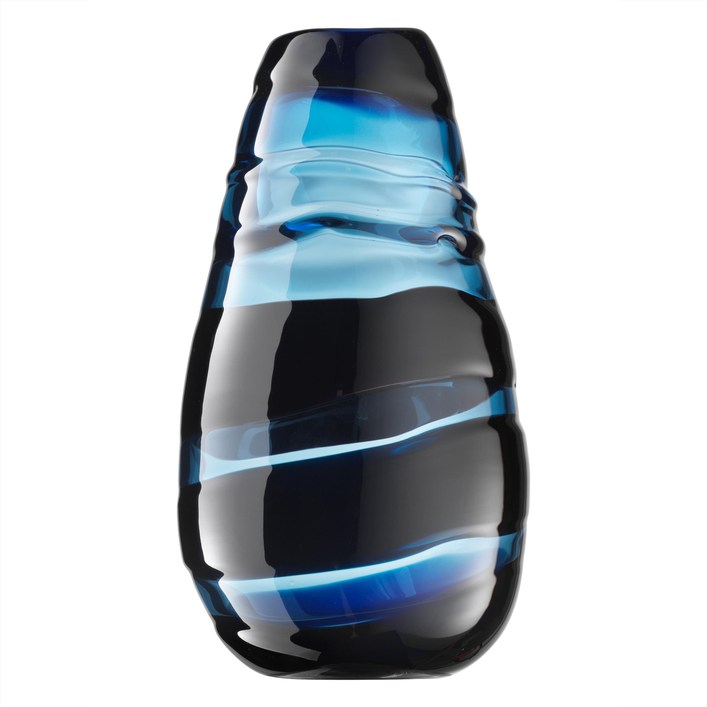 Blue (02363) Tall Sassi Murano Glass Vases by Luciano Gaspari