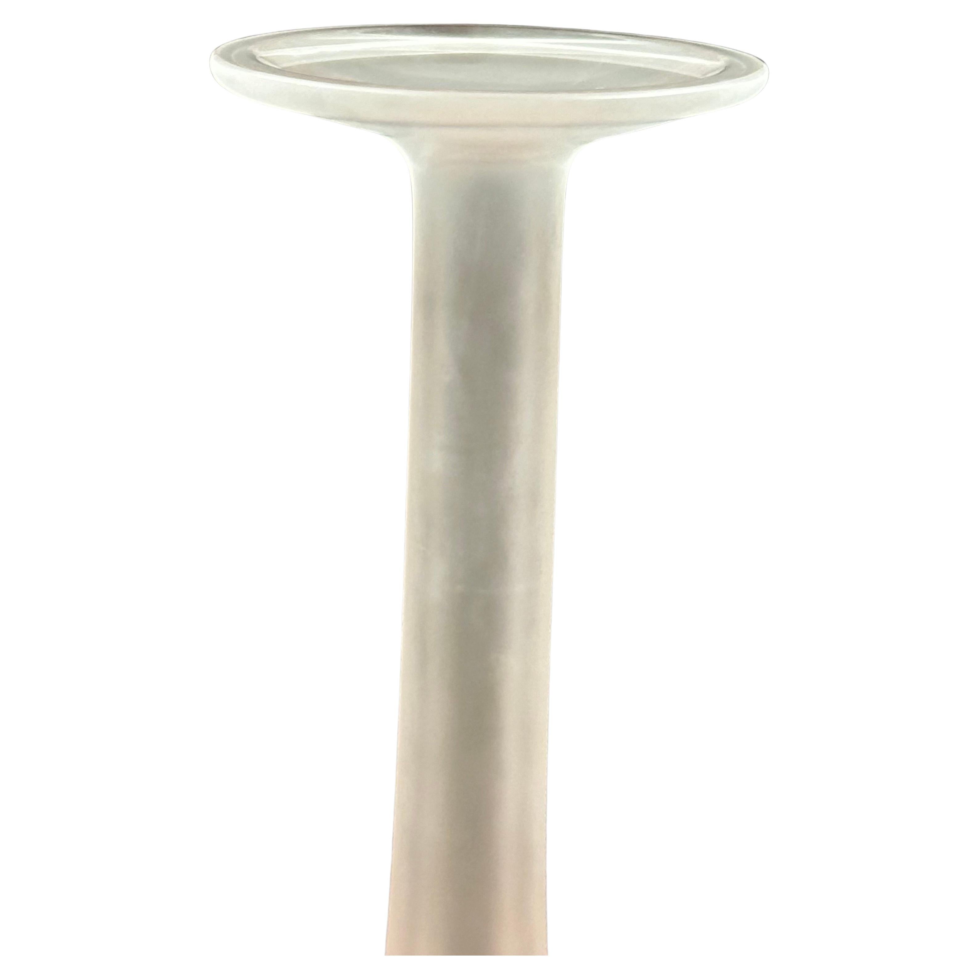 Tall Satin Crystal Stick Neck Vase by Marie-Claude Lalique for Lalique of France In Good Condition For Sale In San Diego, CA