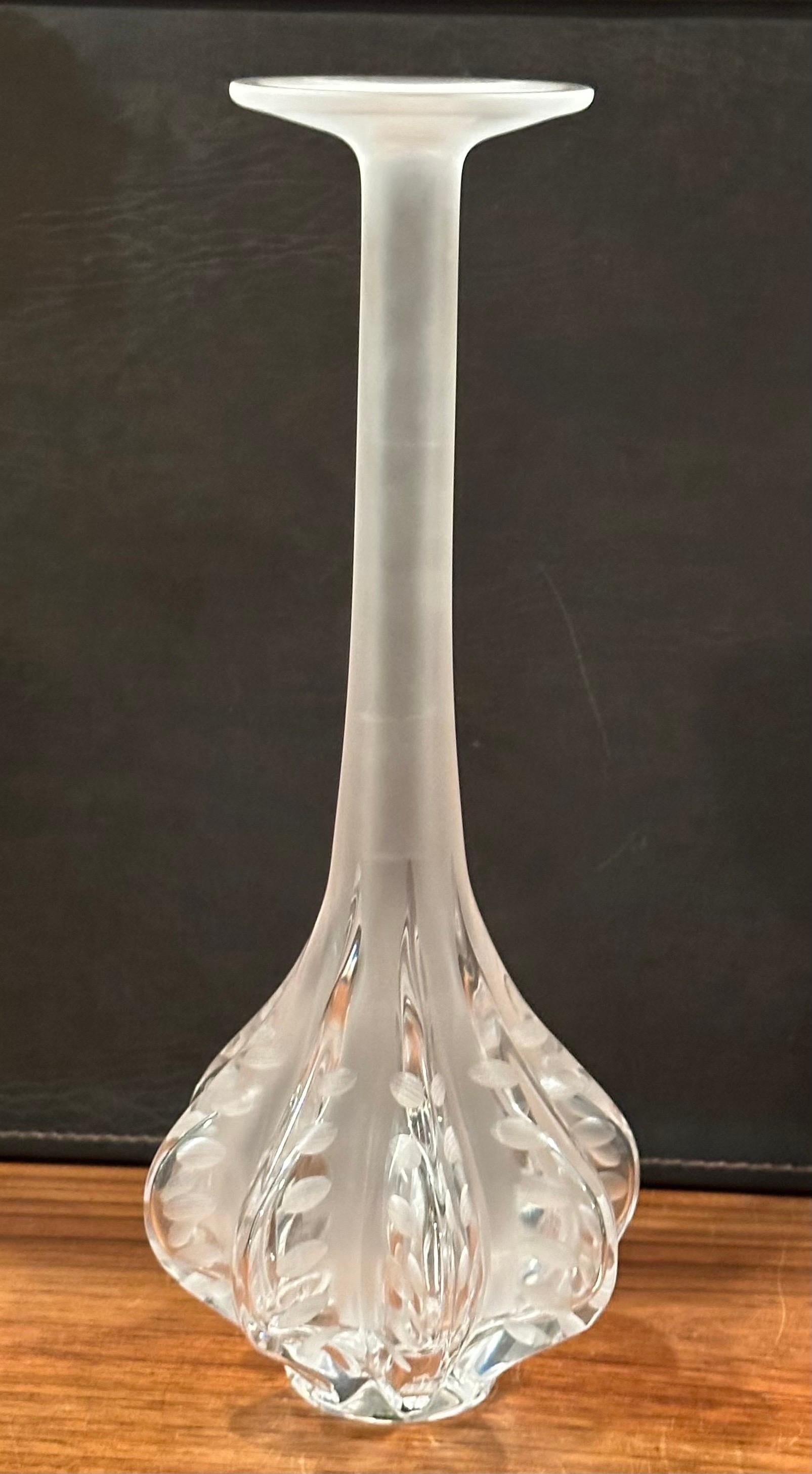 20th Century Tall Satin Crystal Stick Neck Vase by Marie-Claude Lalique for Lalique of France For Sale