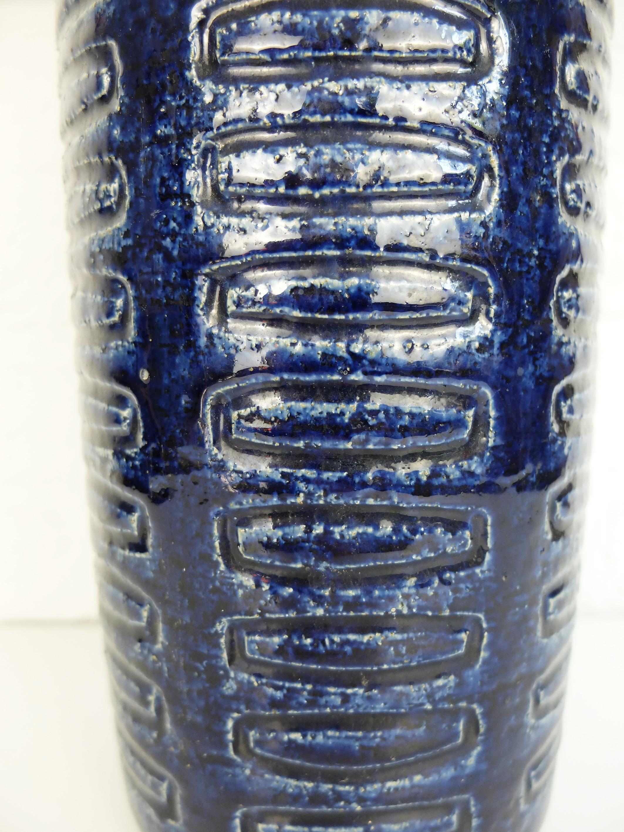 20th Century Tall Scandinavian Cobalt Blue Ceramic Vase C15 by Linnemann-Schmidt for Palshus For Sale