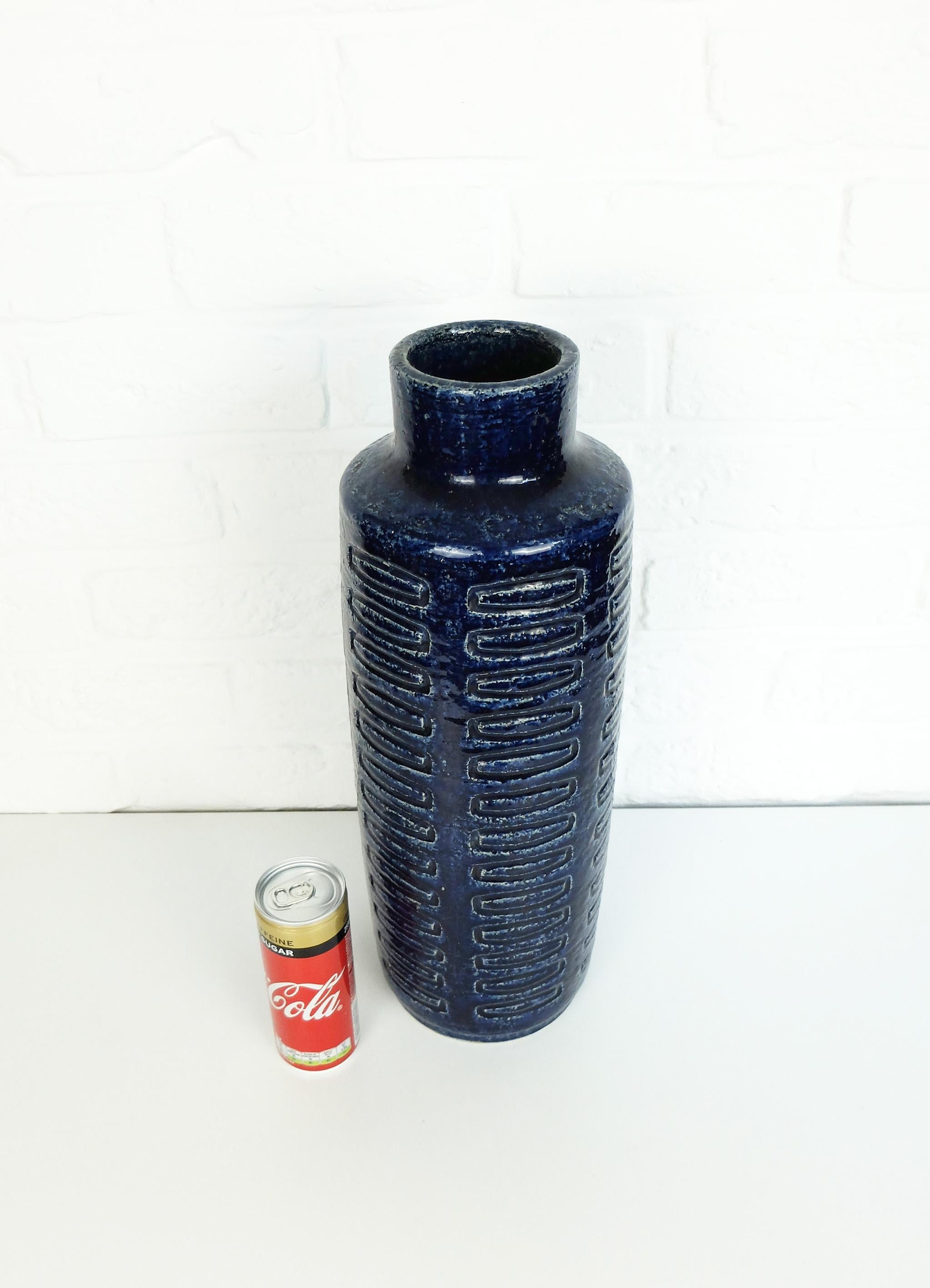Tall Scandinavian Cobalt Blue Ceramic Vase C15 by Linnemann-Schmidt for Palshus For Sale 4