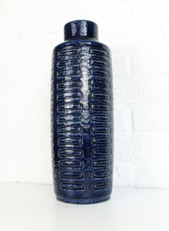 Tall Mid-Century Modern Vase Cobalt Blue Stoneware, Ceramic, Palshus, Denmark