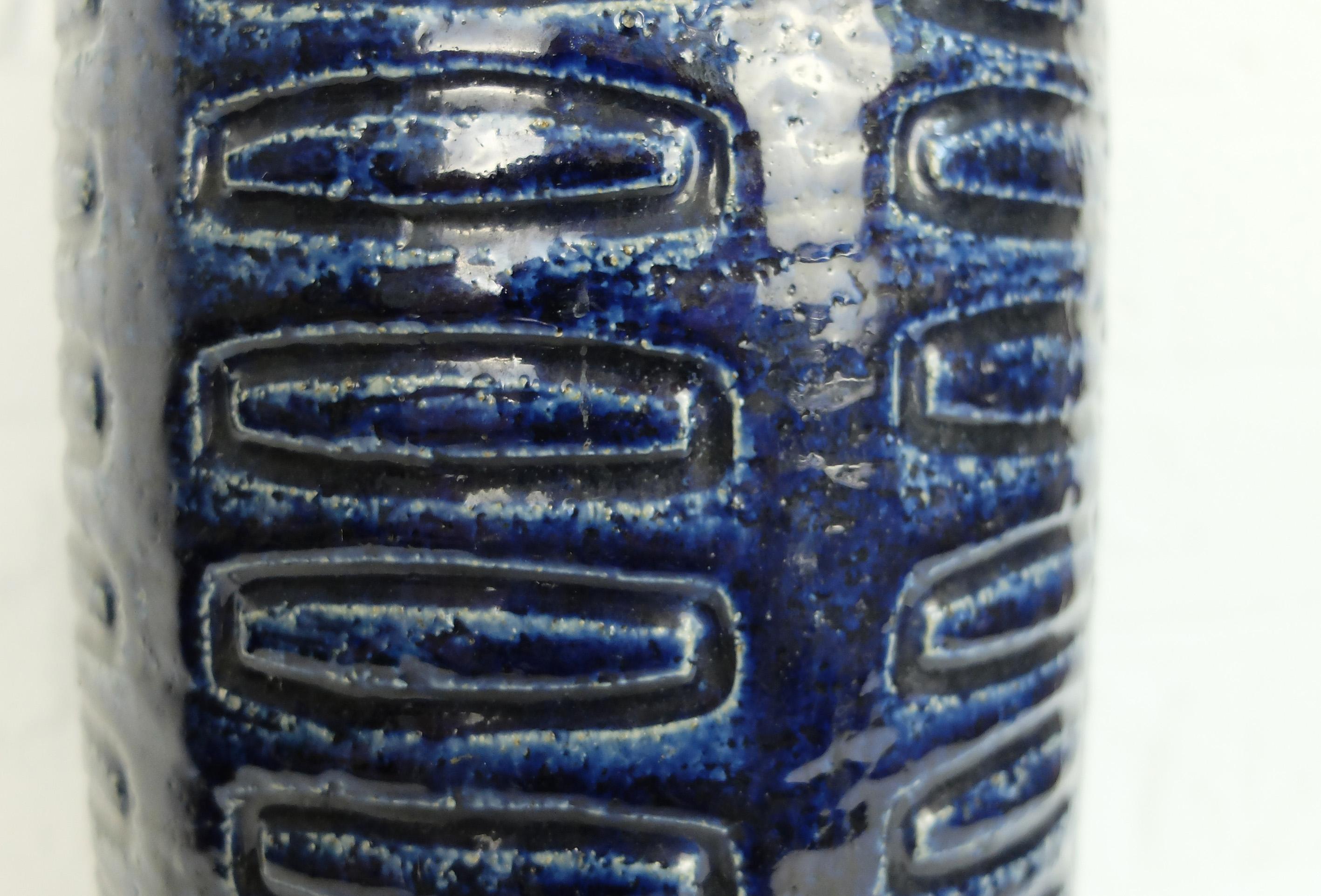Hand-Crafted Tall Scandinavian Cobalt Blue Ceramic Vase C15 by Linnemann-Schmidt for Palshus For Sale