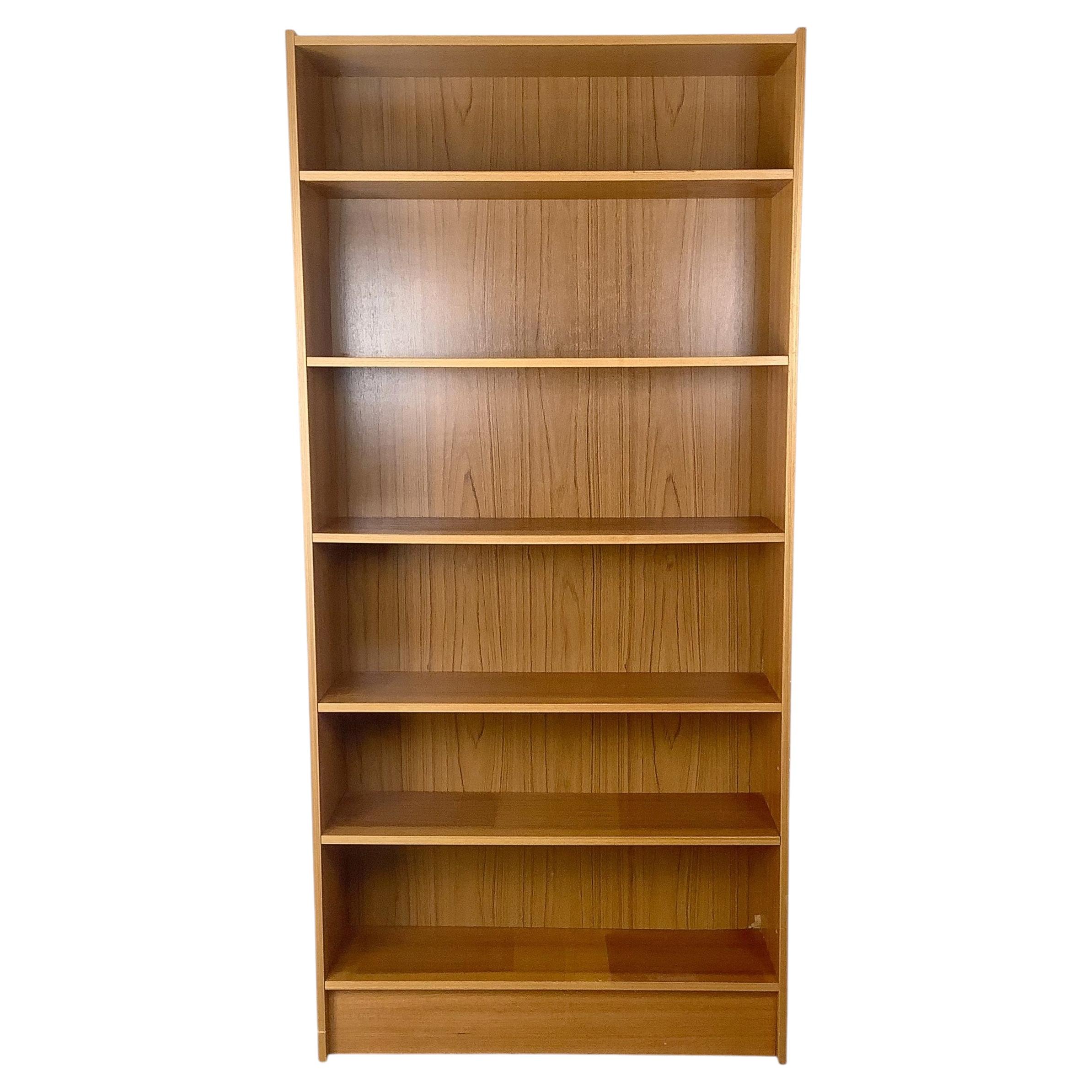 Tall Scandinavian Modern Teak Bookcase For Sale