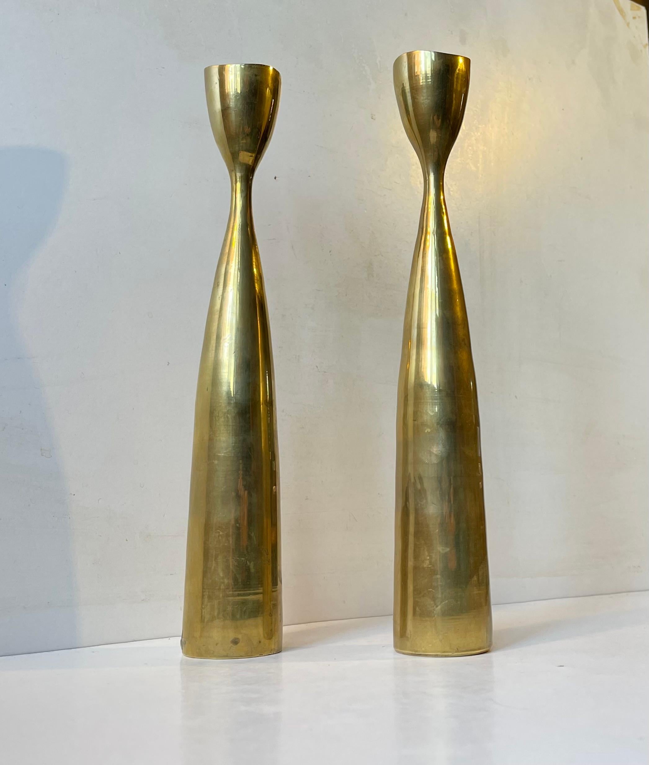 vintage brass tulip candle holders
