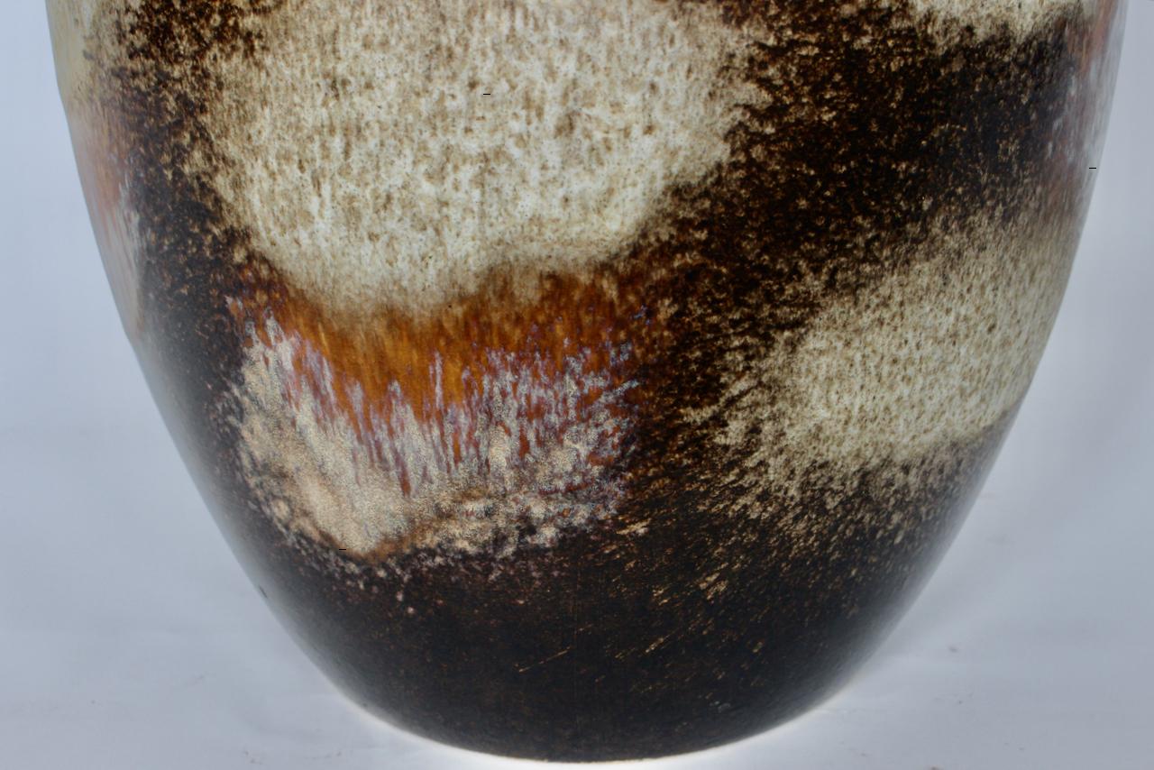 Tall Scheurich Keramik Cream & Cocoa Fat Lava Vase, 1970's For Sale 5