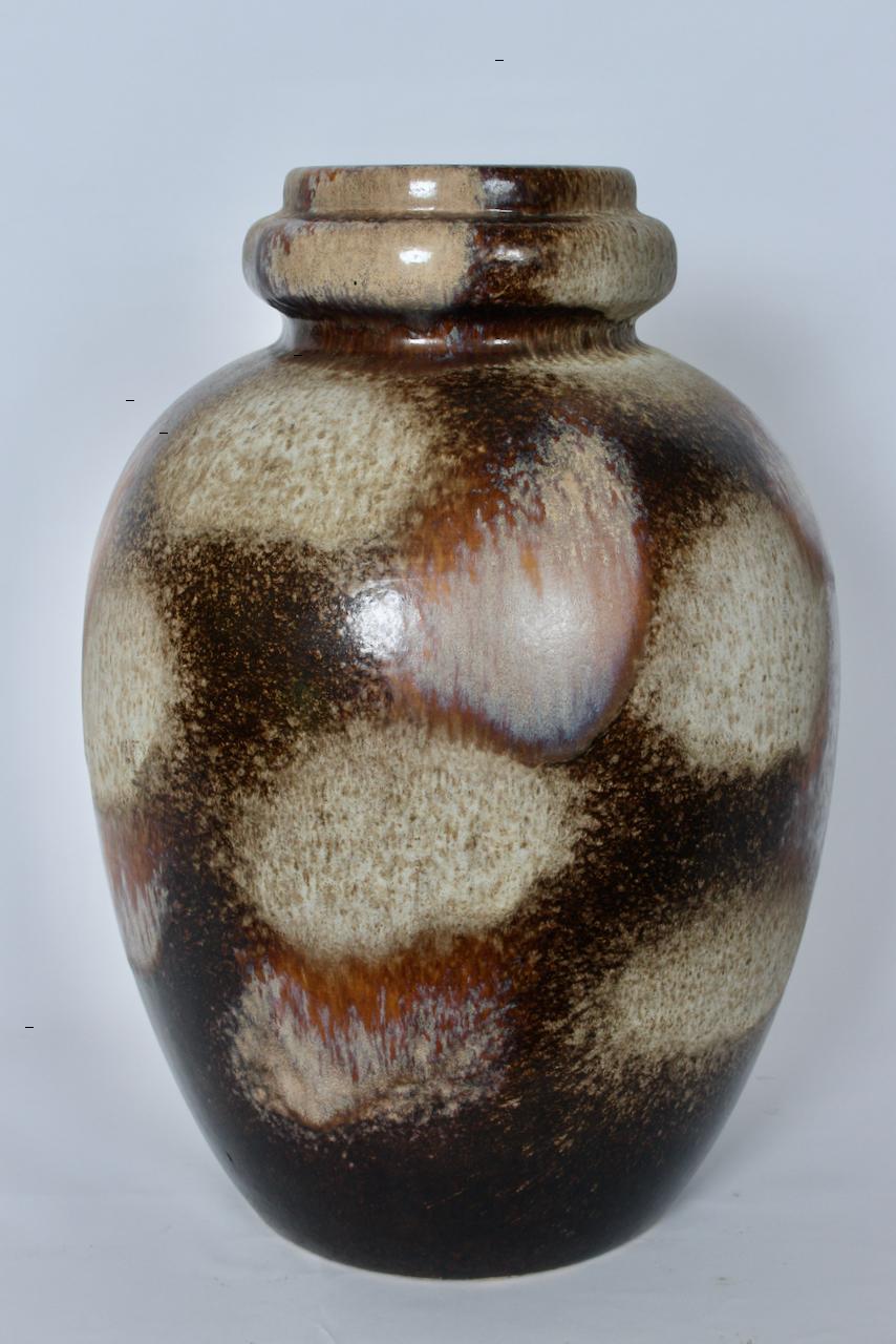Tall Scheurich Keramik Cream & Cocoa Fat Lava Vase, 1970's For Sale 1