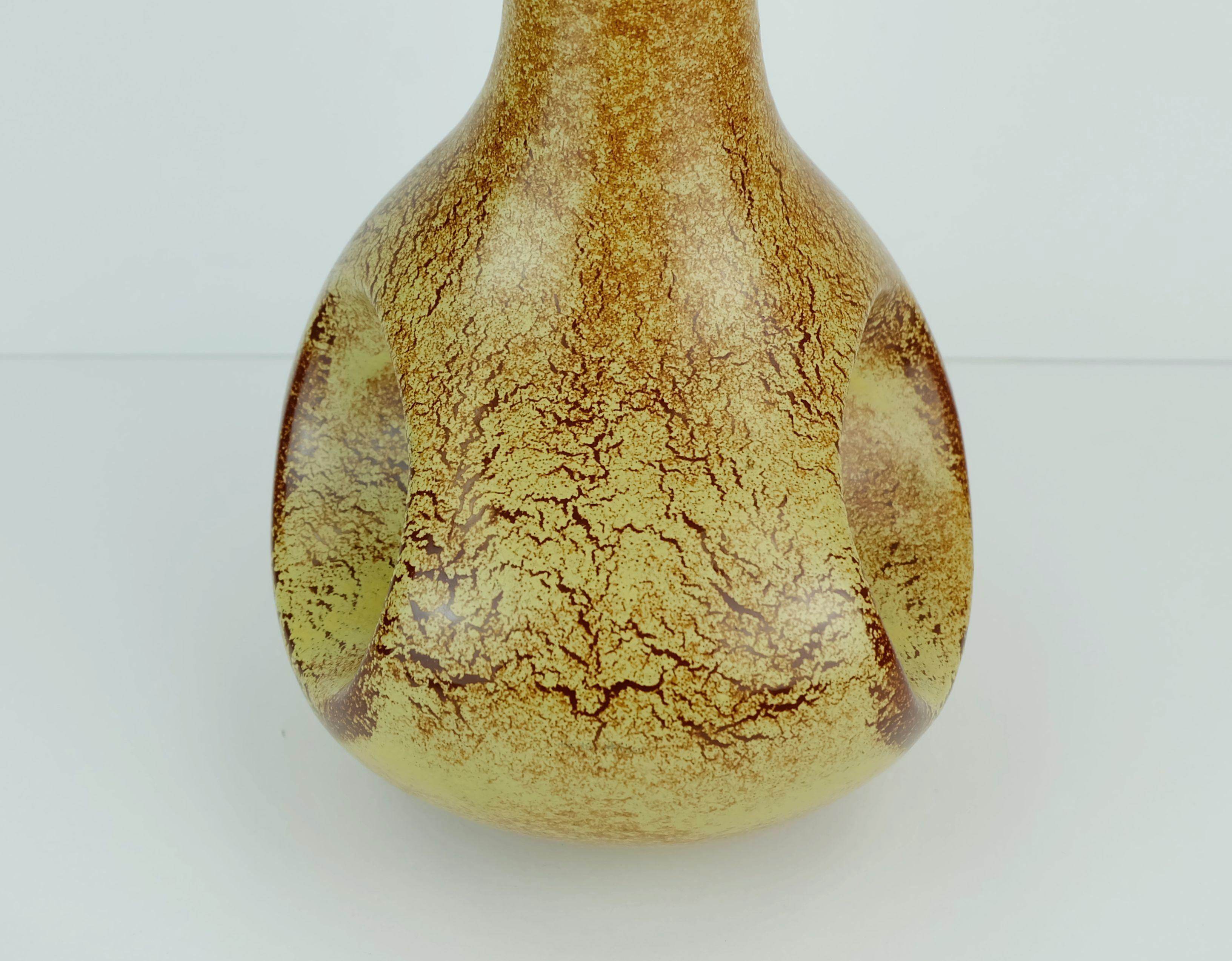 Italian Tall Sculptural Bertoncello Italy Ceramic Vase Roberto Rigon, 1970s For Sale