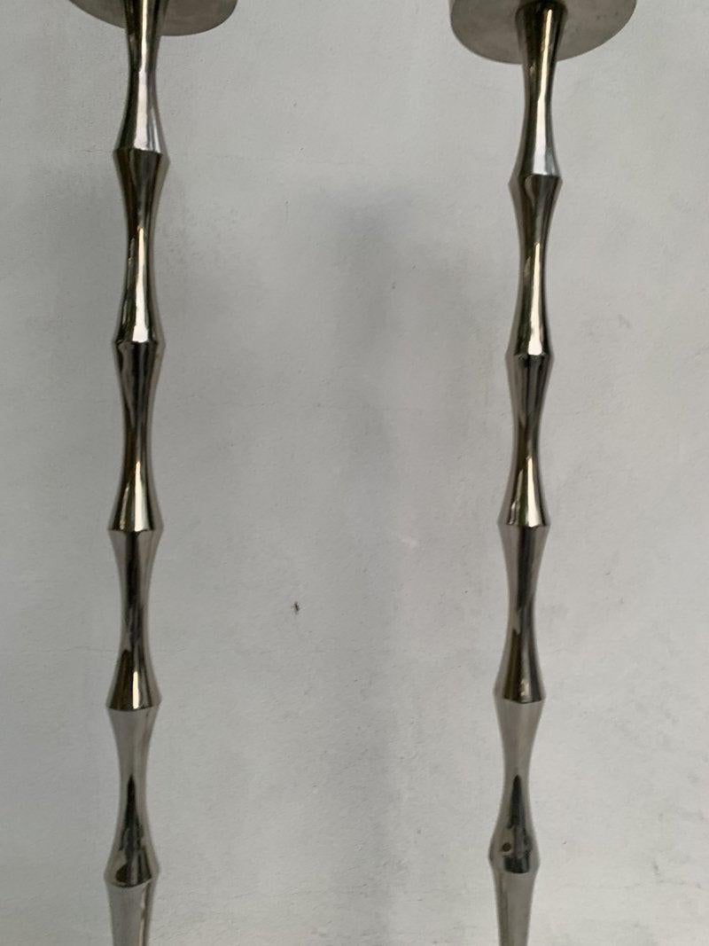 Tall and Sculptural Candleholders in Stanless Steel In Good Condition For Sale In Los Angeles, CA
