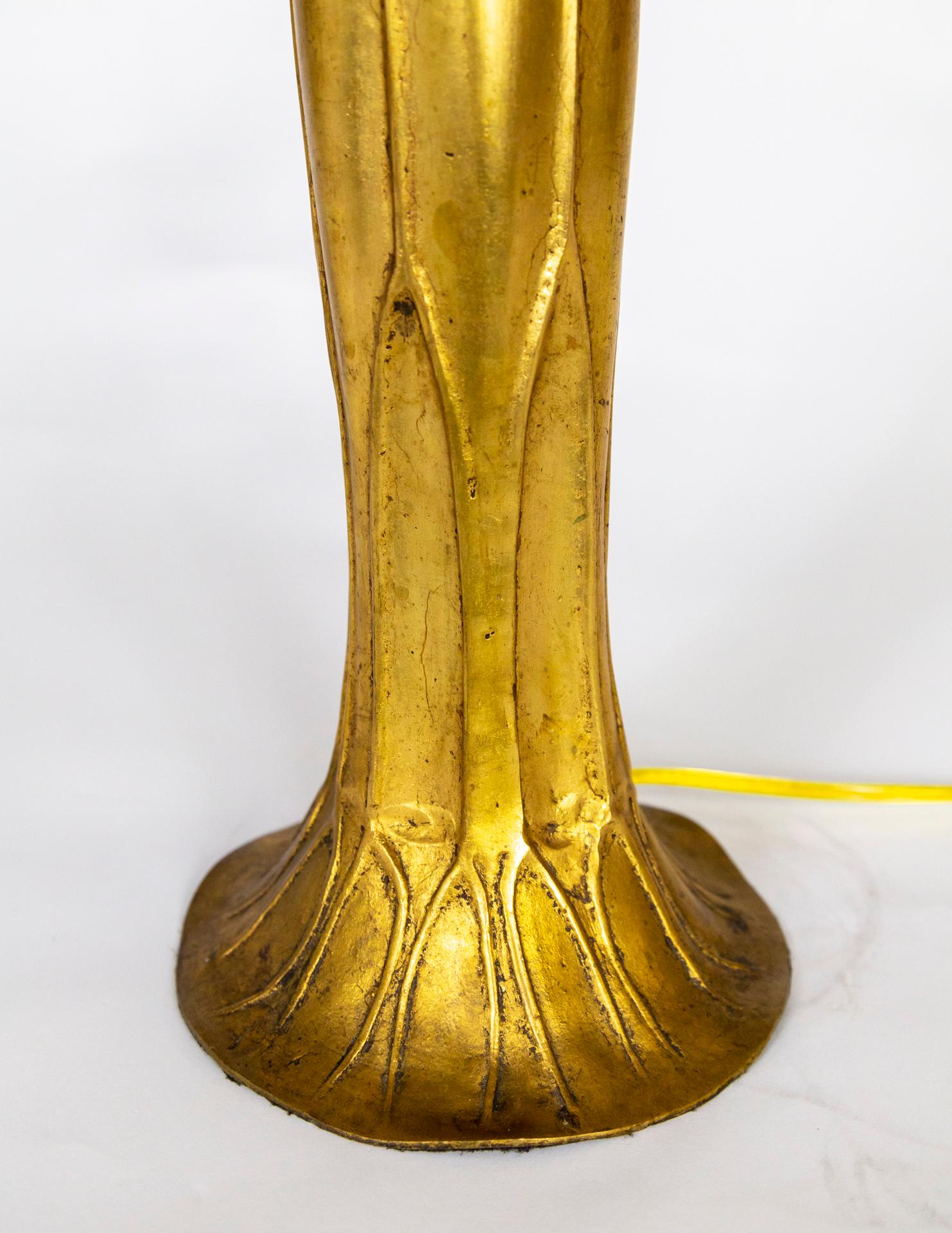 Tall Sculptural Gilt Bronze Lily Lamp 6