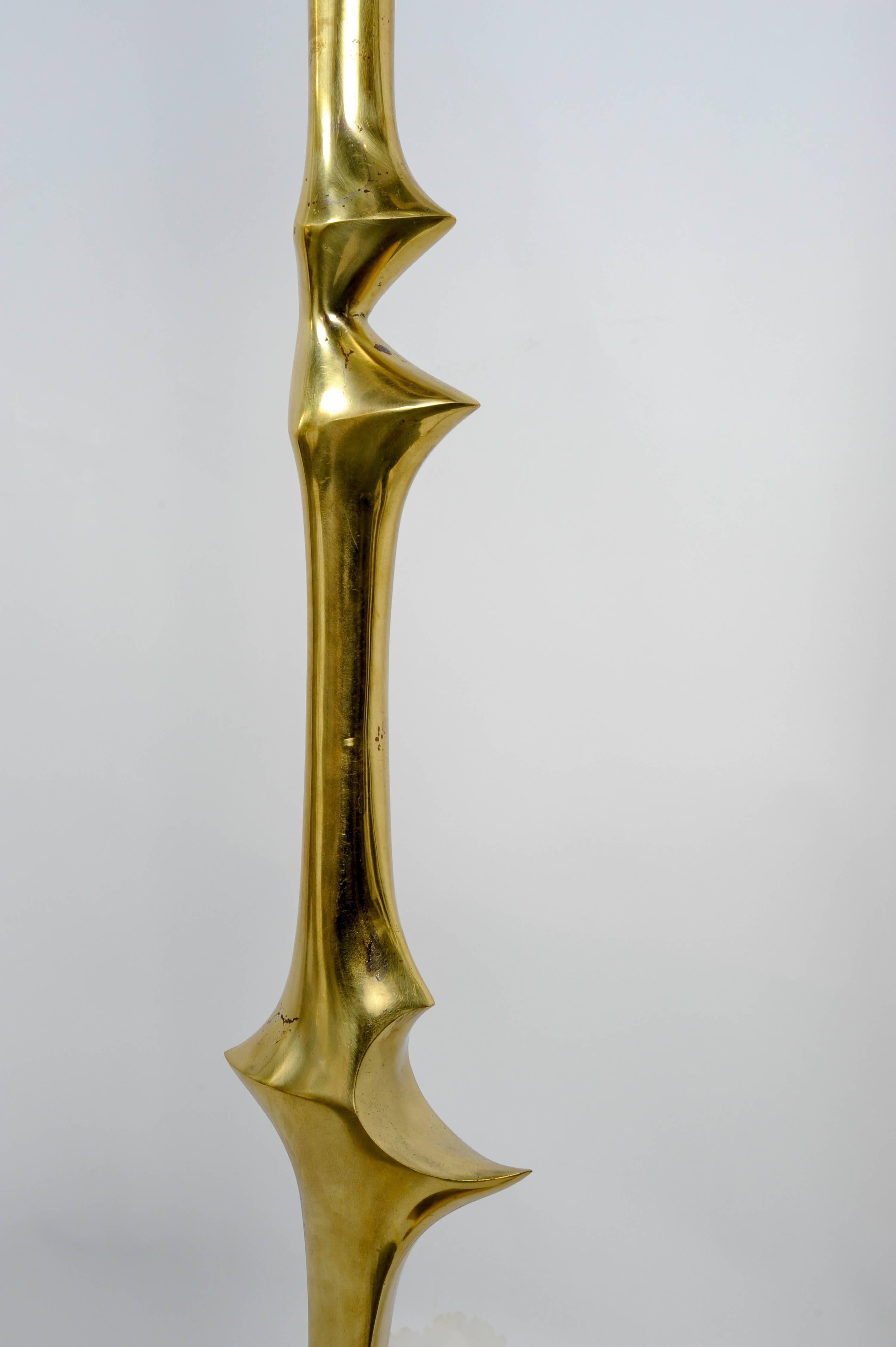 Late 20th Century Tall Sculptural Polished Bronze Floor Lamp by Willy Daro