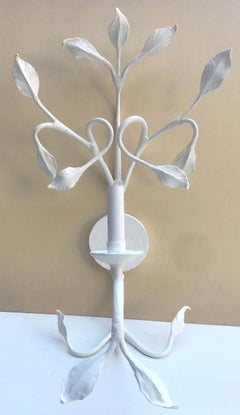 Tall Sculptural Set of Four 1970s Plaster and Iron Sconces after Giacometti