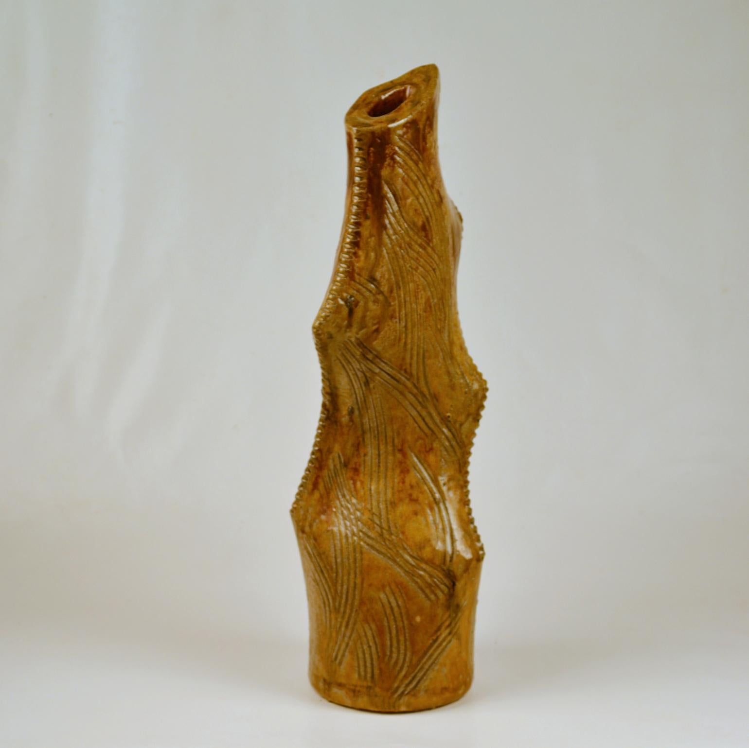 Mid-Century Modern Tall Sculptural Studio Pottery Vase