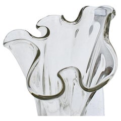 Tall Sculptural Trompe L'Oeil Draped Handkerchief Glass Vase