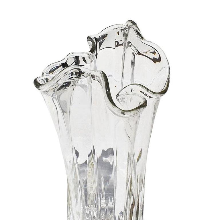 Aesthetic Movement Tall Sculptural Trompe L'Oeil Draped Handkerchief Glass Vase For Sale