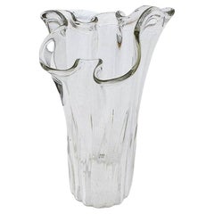 Tall Sculptural Trompe L'Oeil Draped Handkerchief Glass Vase