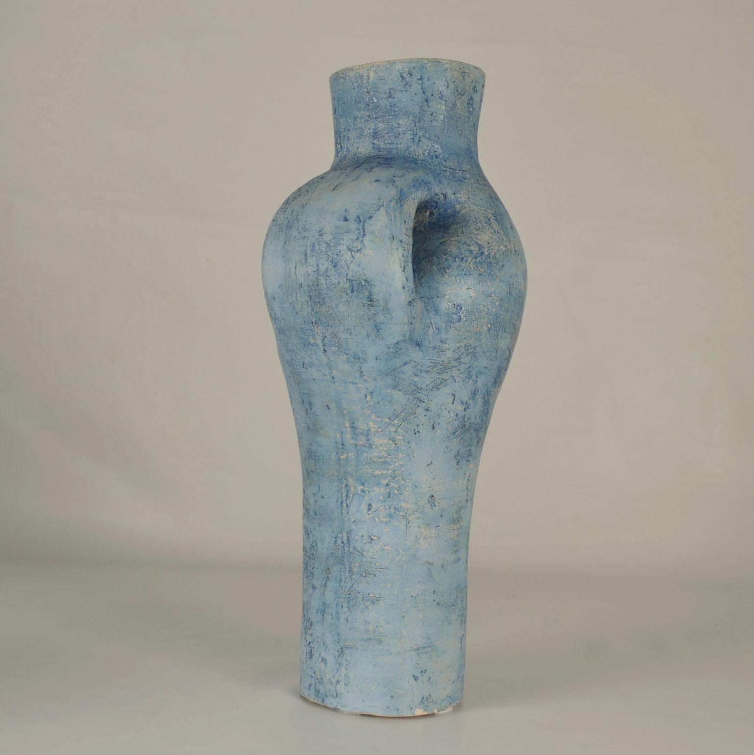 Ceramic Tall Sculptural Vases in Blue by Schalling, Netherlands For Sale