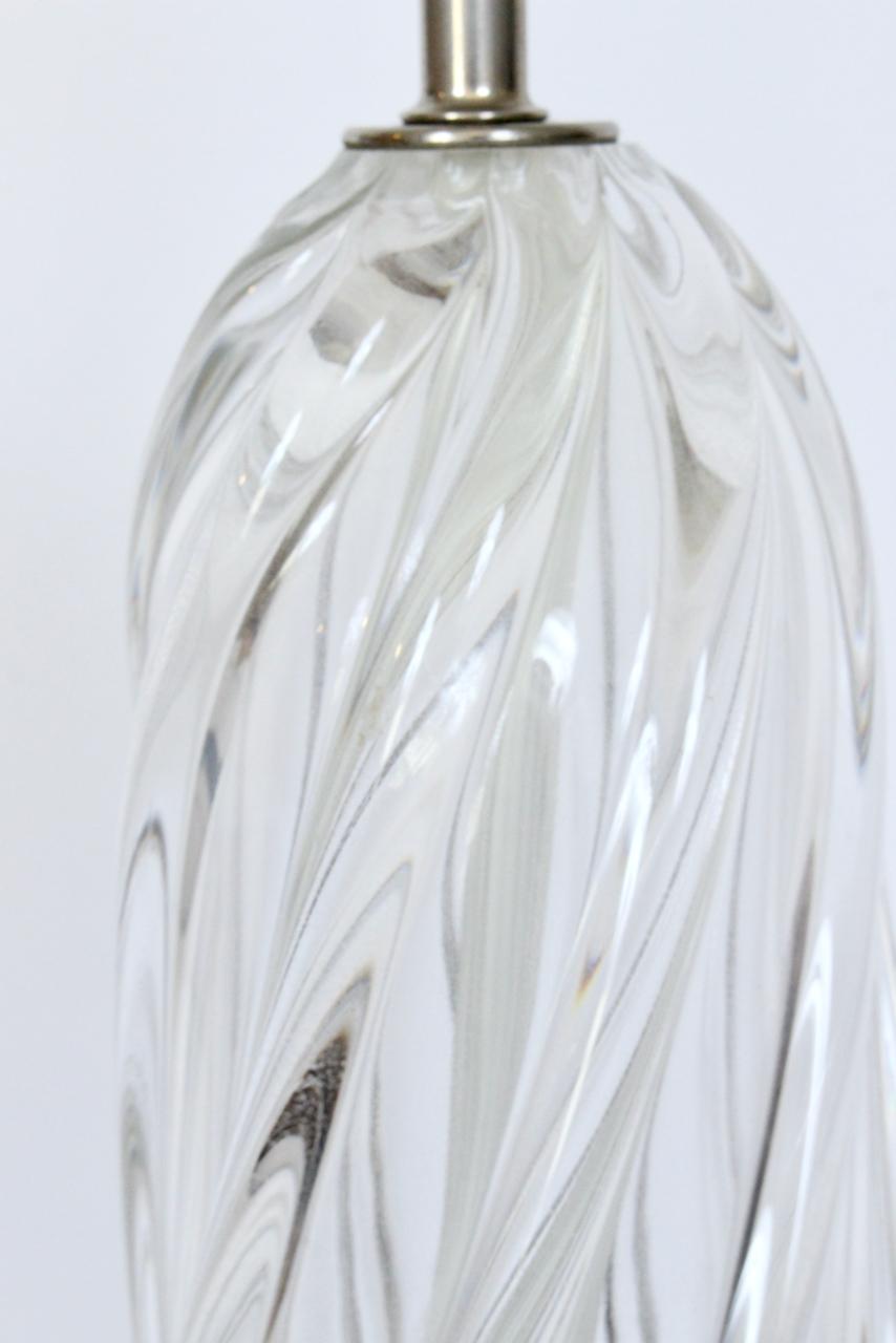 Tall Seguso Clear Murano Glass Swirl Table Lamp For Sale 5