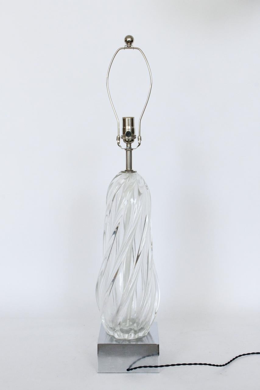 Verre de Murano Lampe de table Seguso en verre de Murano clair et tourbillonnant en vente