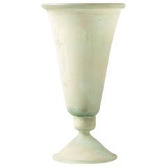 Tall Seguso Vetri d’Arte Green Scavo Glass Lamp