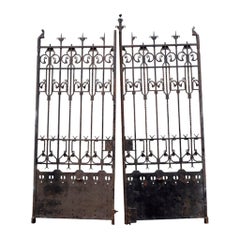 Tall Set of A&C Cast Iron Gates in the Glasgow Style with Split Heart Details