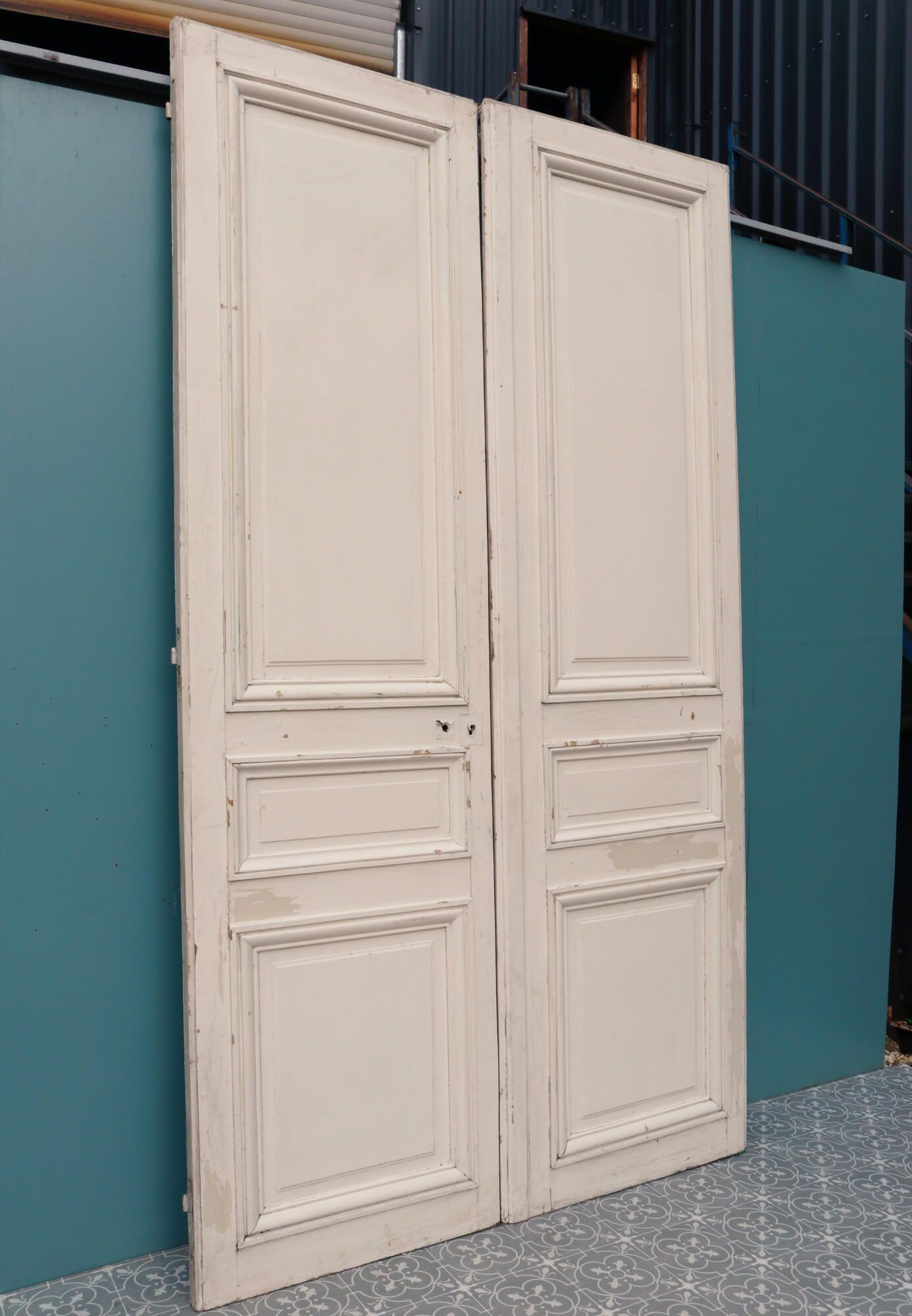 19th Century Tall Set of Louis XVI Style Antique Double Doors For Sale