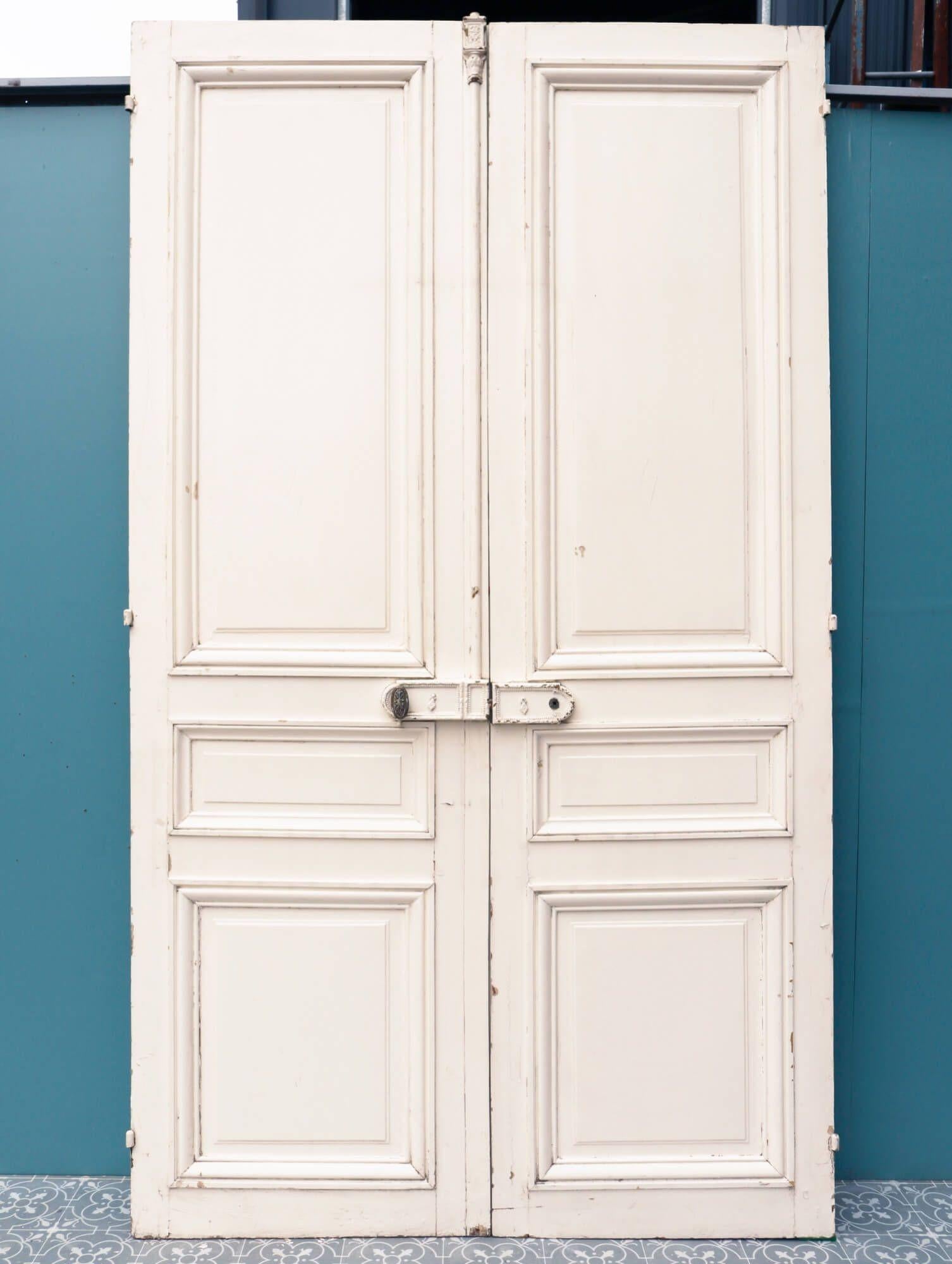 Wood Tall Set of Louis XVI Style Antique Double Doors For Sale