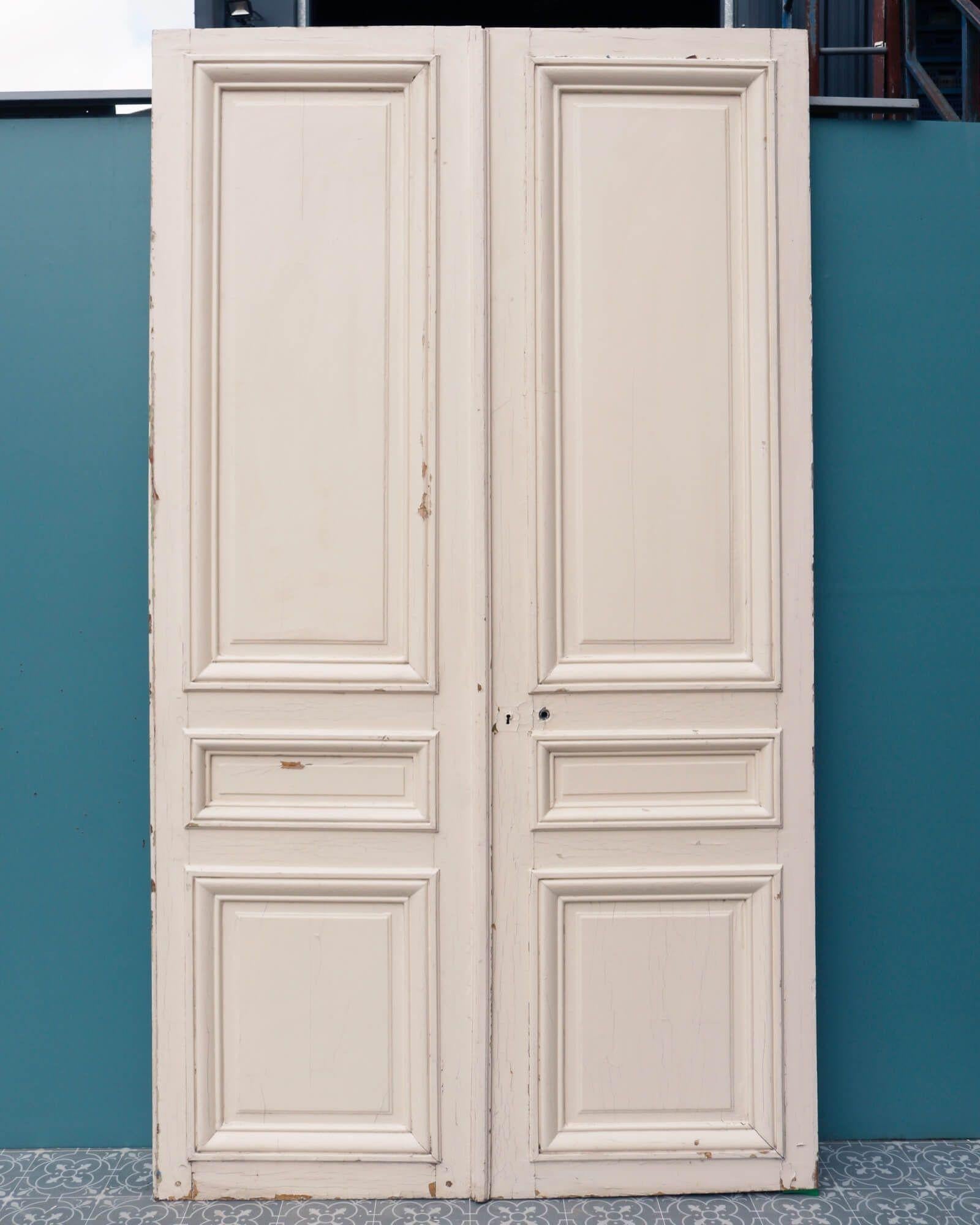 Wood Tall Set of Painted Louis XVI Style Room Dividing Doors For Sale