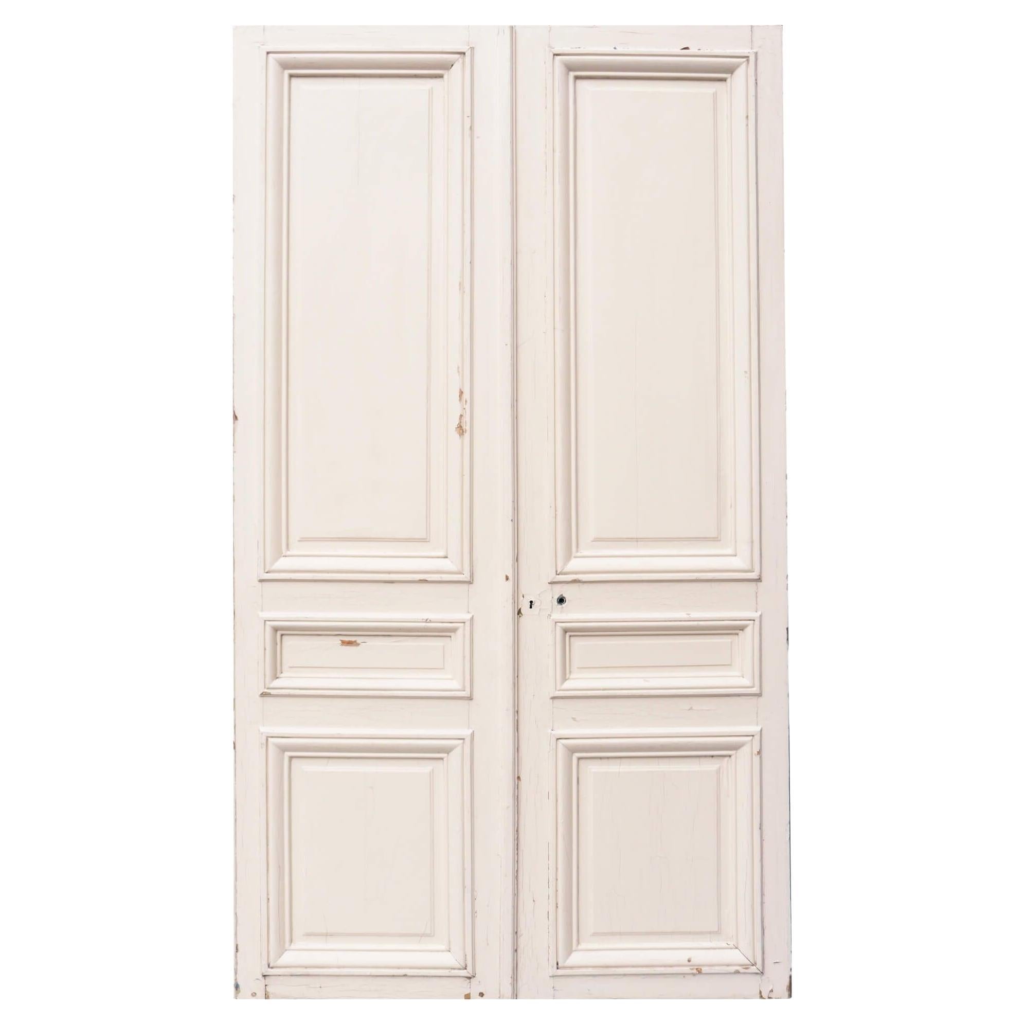 Tall Set of Painted Louis XVI Style Room Dividing Doors For Sale