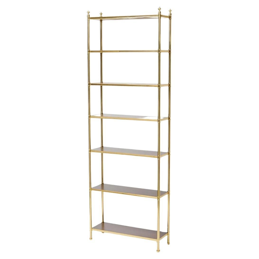 Tall Seven Shelf Brass & Mahogany Regency Style Etagere