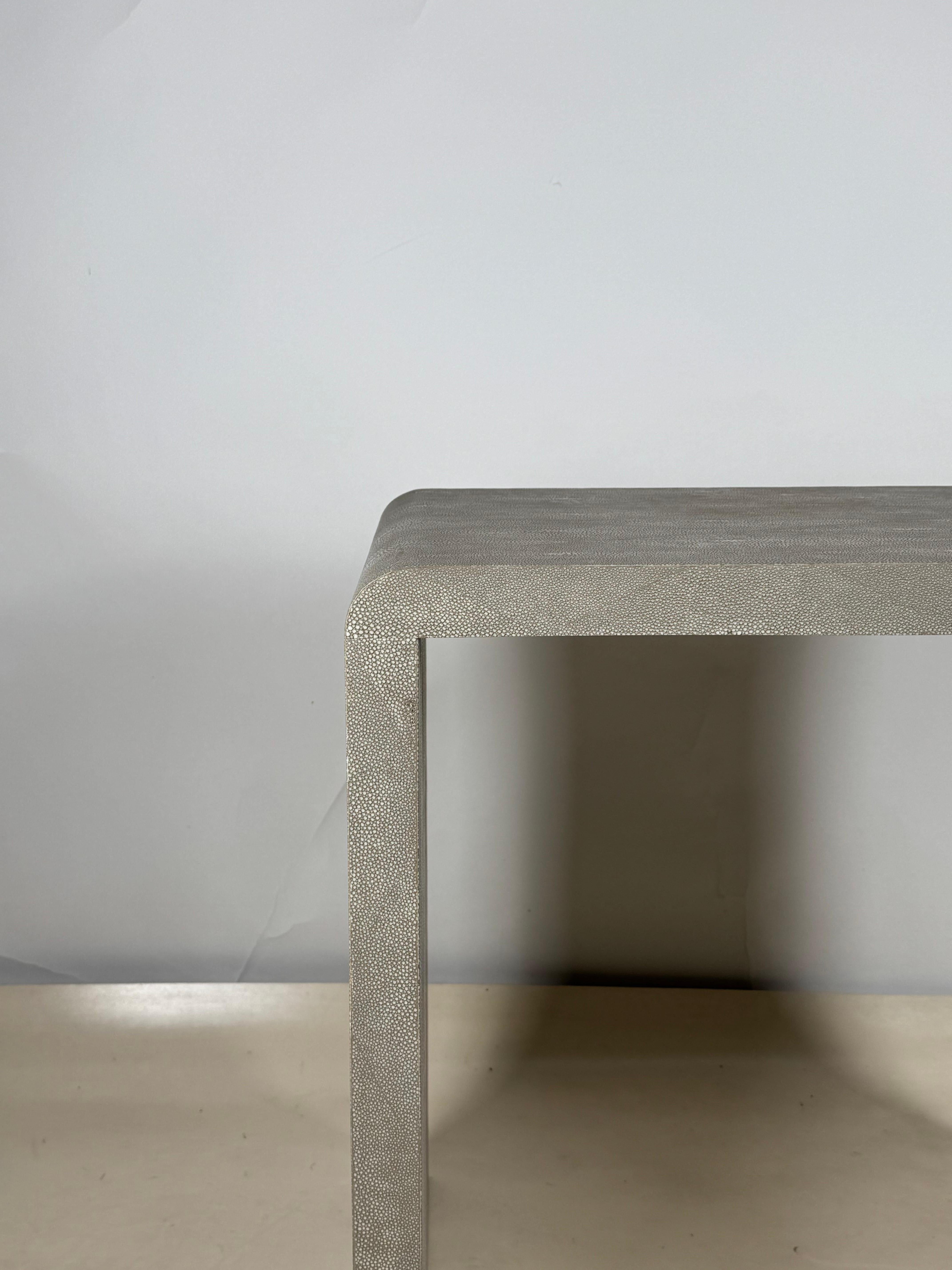 Faux Leather Tall Shagreen Art Deco Side Table in the Style of Jean-Michel Frank For Sale