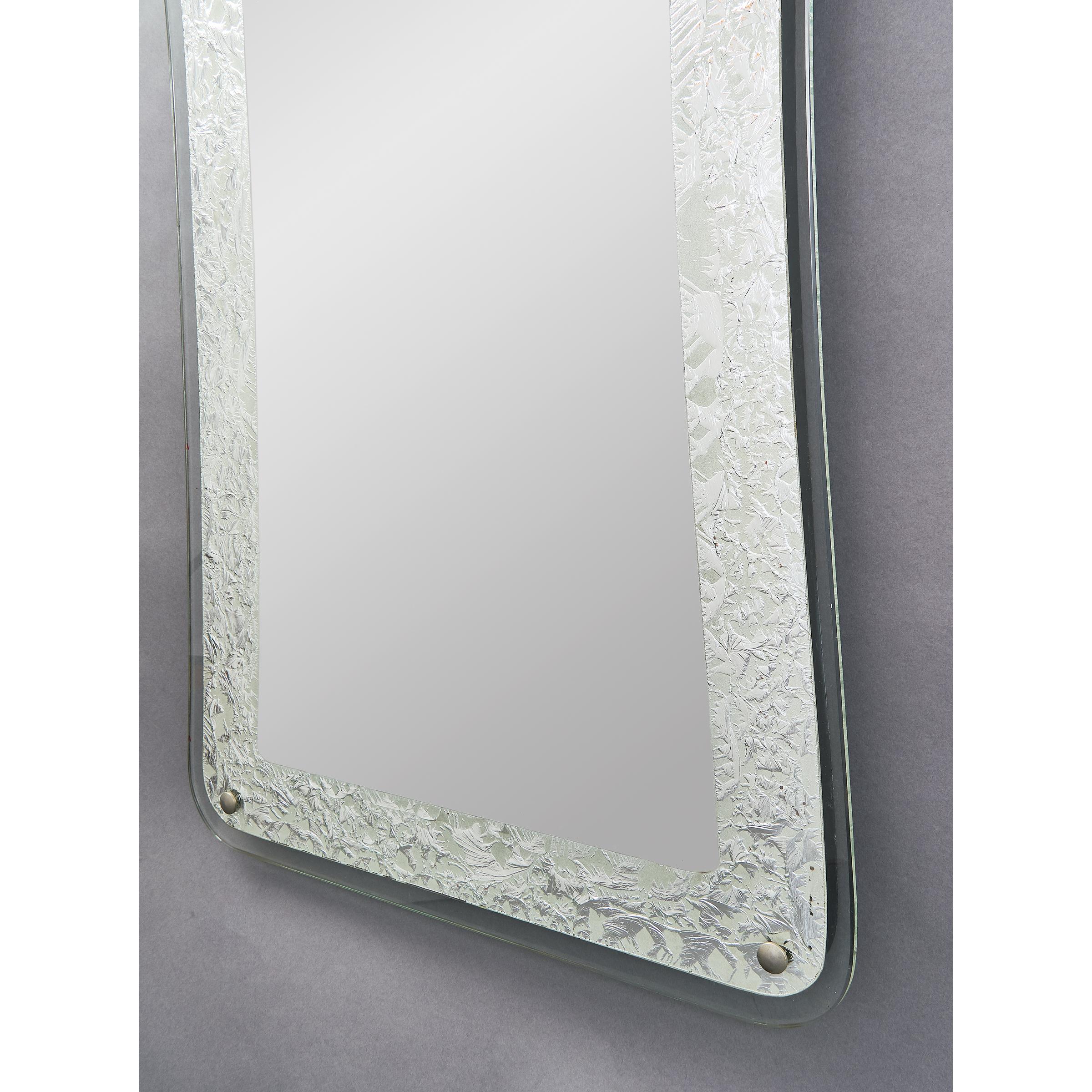 Tall Shaped Silver Framed Italian Mirror, 1950s In Good Condition In New York, NY
