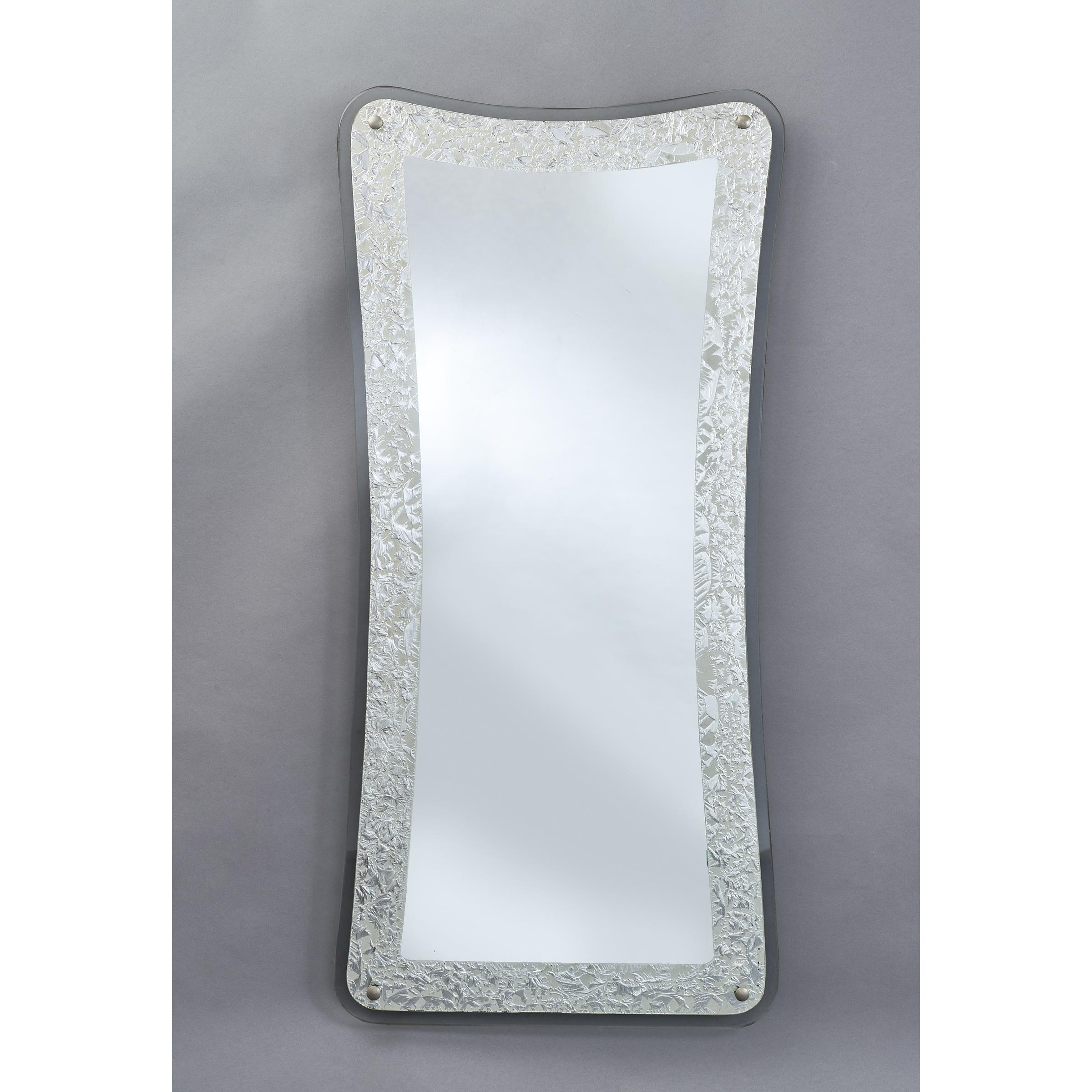 Mid-20th Century Tall Shaped Silver Framed Italian Mirror, 1950s