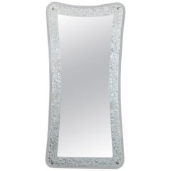 Tall Shaped Silver Framed Italian Mirror, 1950s