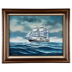 “Tall Ship Under Sail” Oil on Canvas by John Richard Perry ME 1984 “Tall Ship Under Sail” Oil on Canvas by John Richard Perry ME 1984