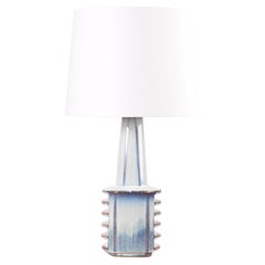 Tall Søholm Sculptural Table Lamp Beige Blue, Einar Johansen, Danish Modern 1960