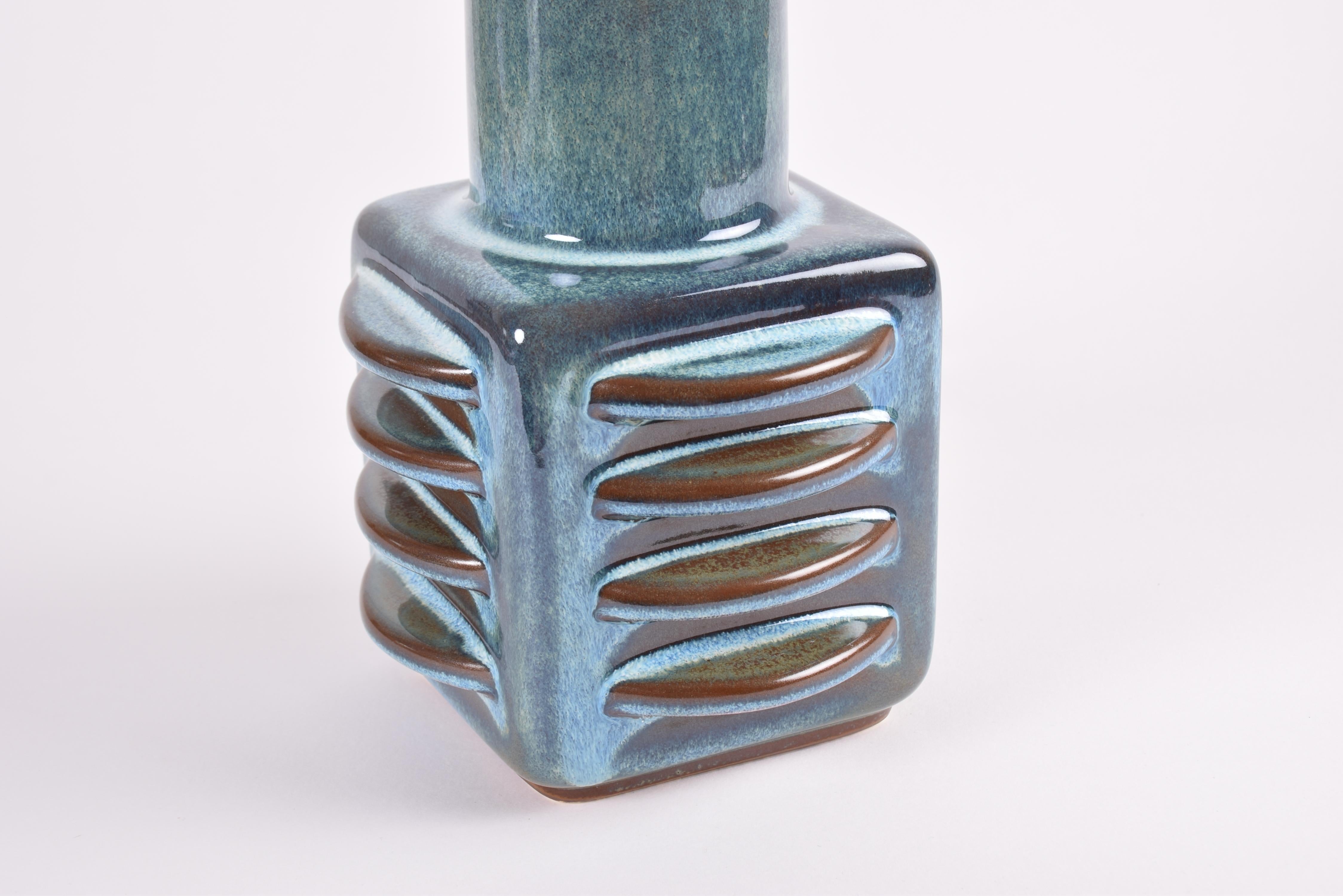 Lámpara de mesa escultórica Søholm alta Azul Verde Marrón, Danesa Moderna Años 60 1