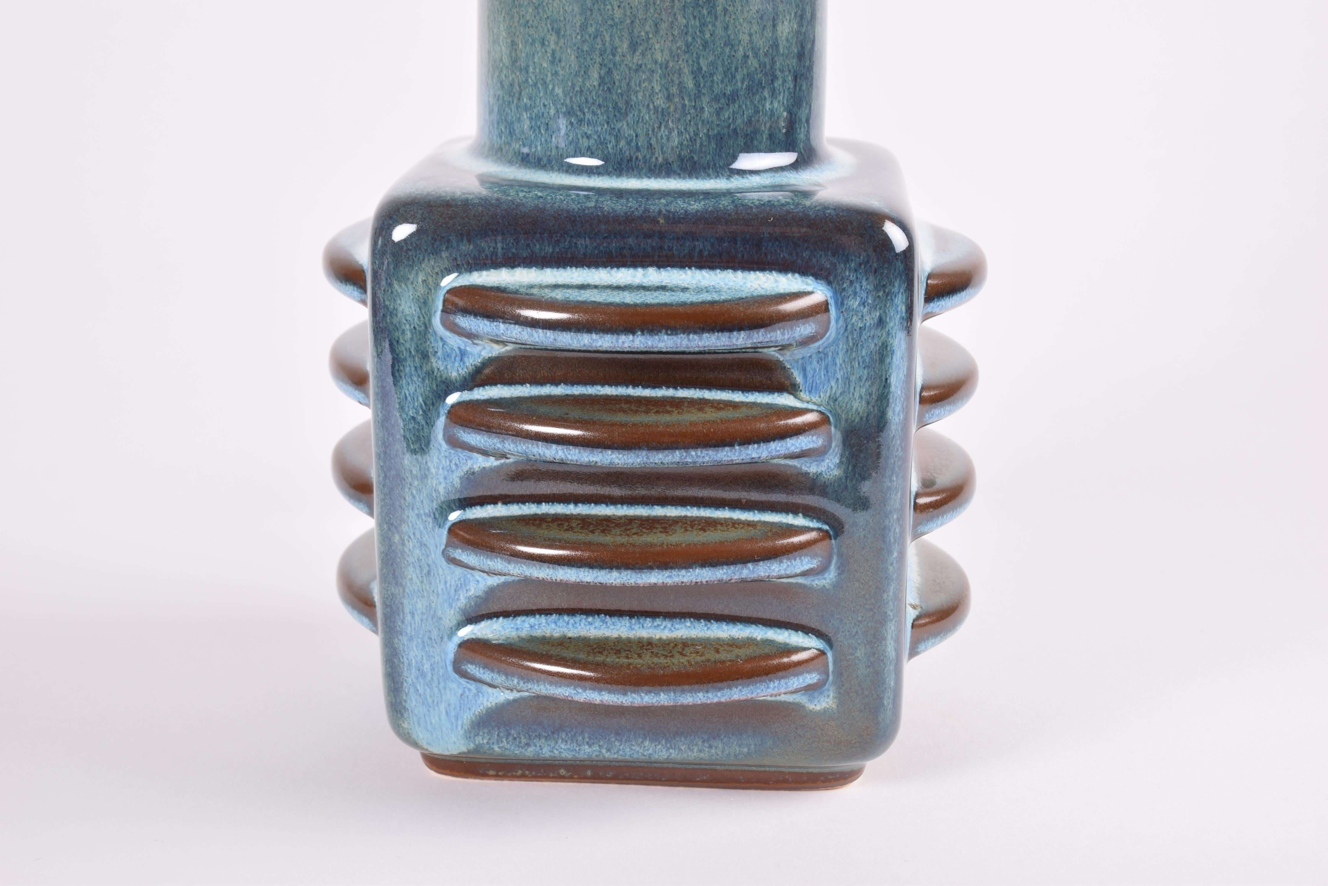Lámpara de mesa escultórica Søholm alta Azul Verde Marrón, Danesa Moderna Años 60 2