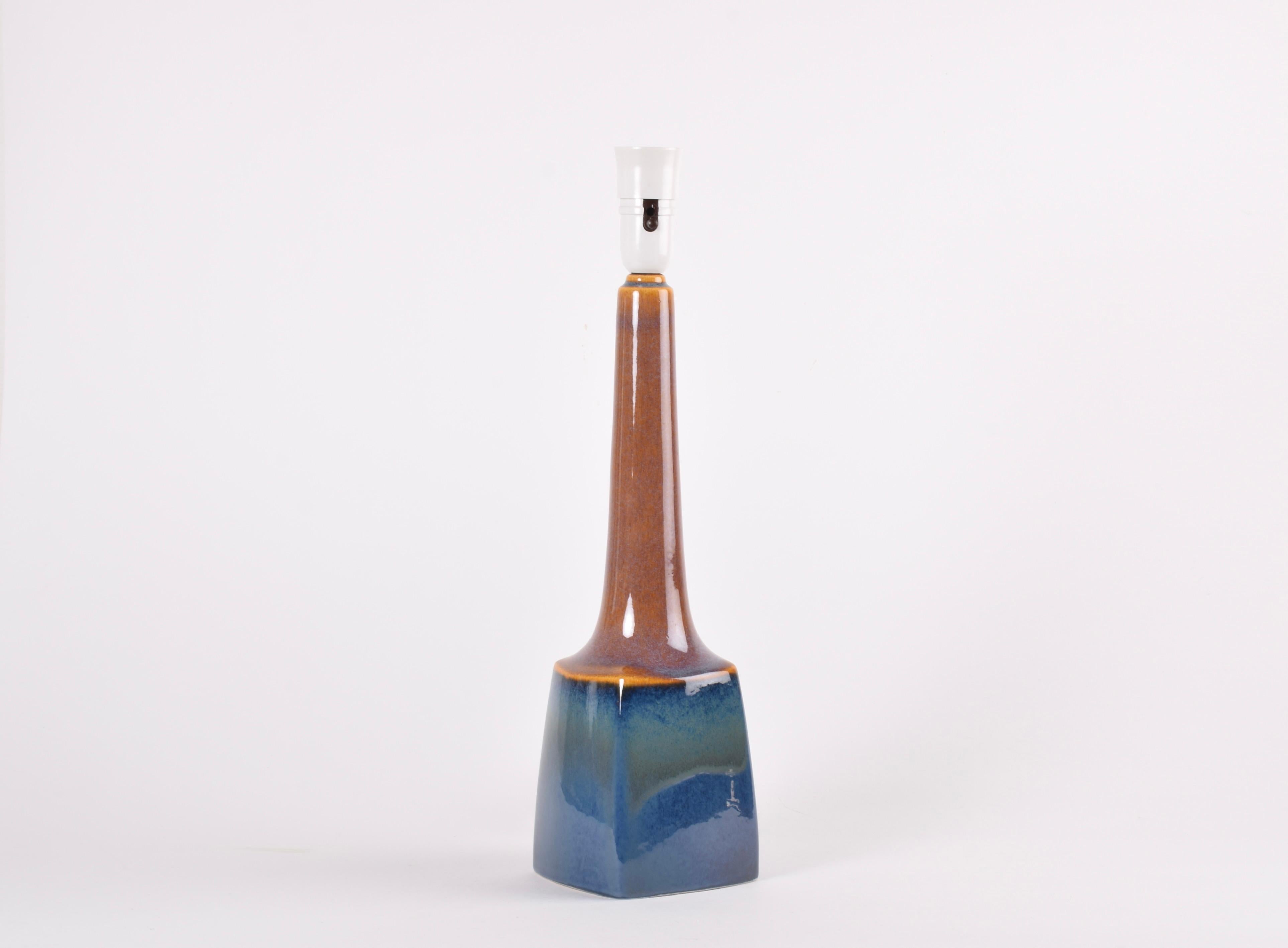 Mid-20th Century Tall Søholm Table Lamp with Blue Brown Glaze, Danish Modern Ligthing 1960s For Sale