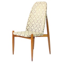 Tall Side Chair in Teak and Upholstery, Czechoslovakia, 1960s