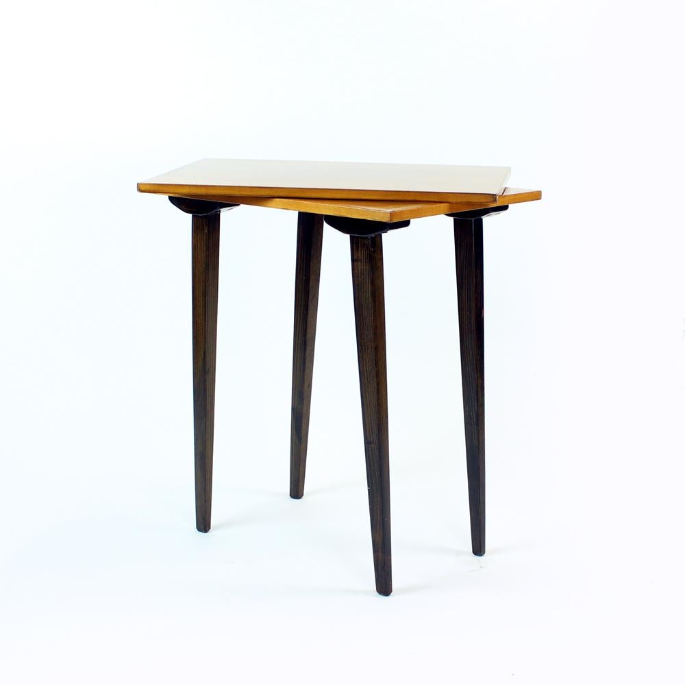 Tall Side Table With Turning Top Board, Czechoslovakia 1960s For Sale 4