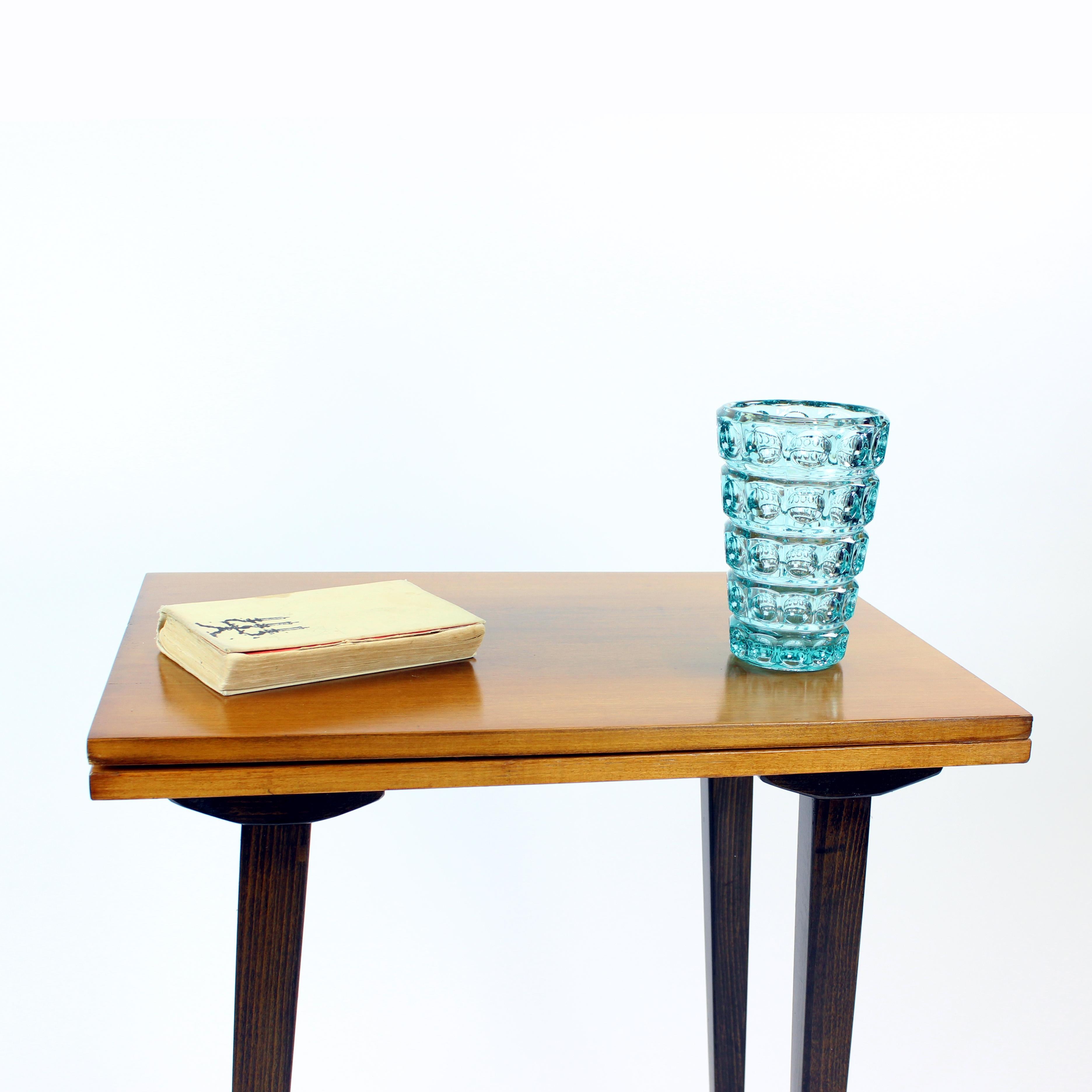 Varnished Tall Side Table with Turning Top Board, Czechoslovakia, 1960s For Sale