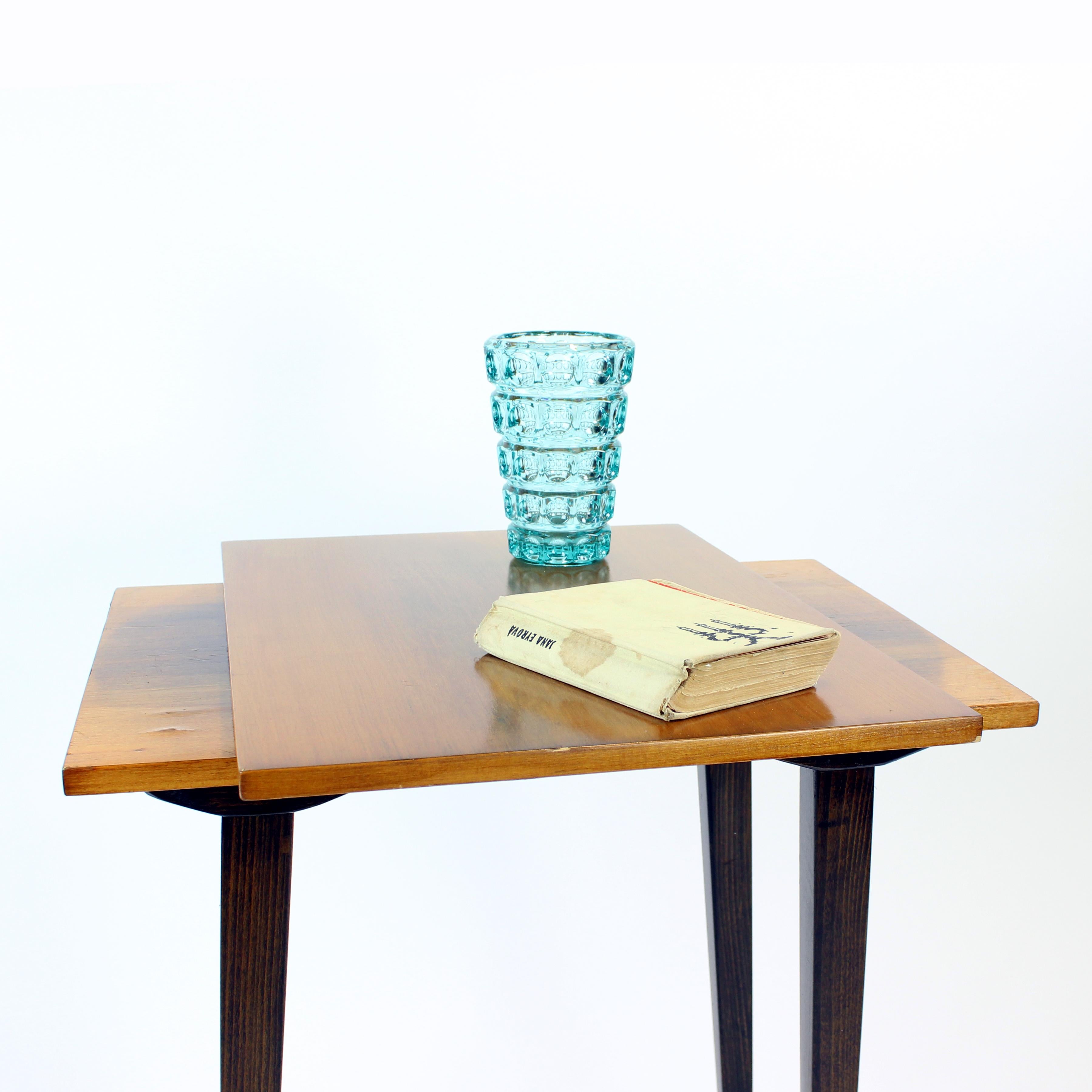 Wood Tall Side Table With Turning Top Board, Czechoslovakia 1960s For Sale