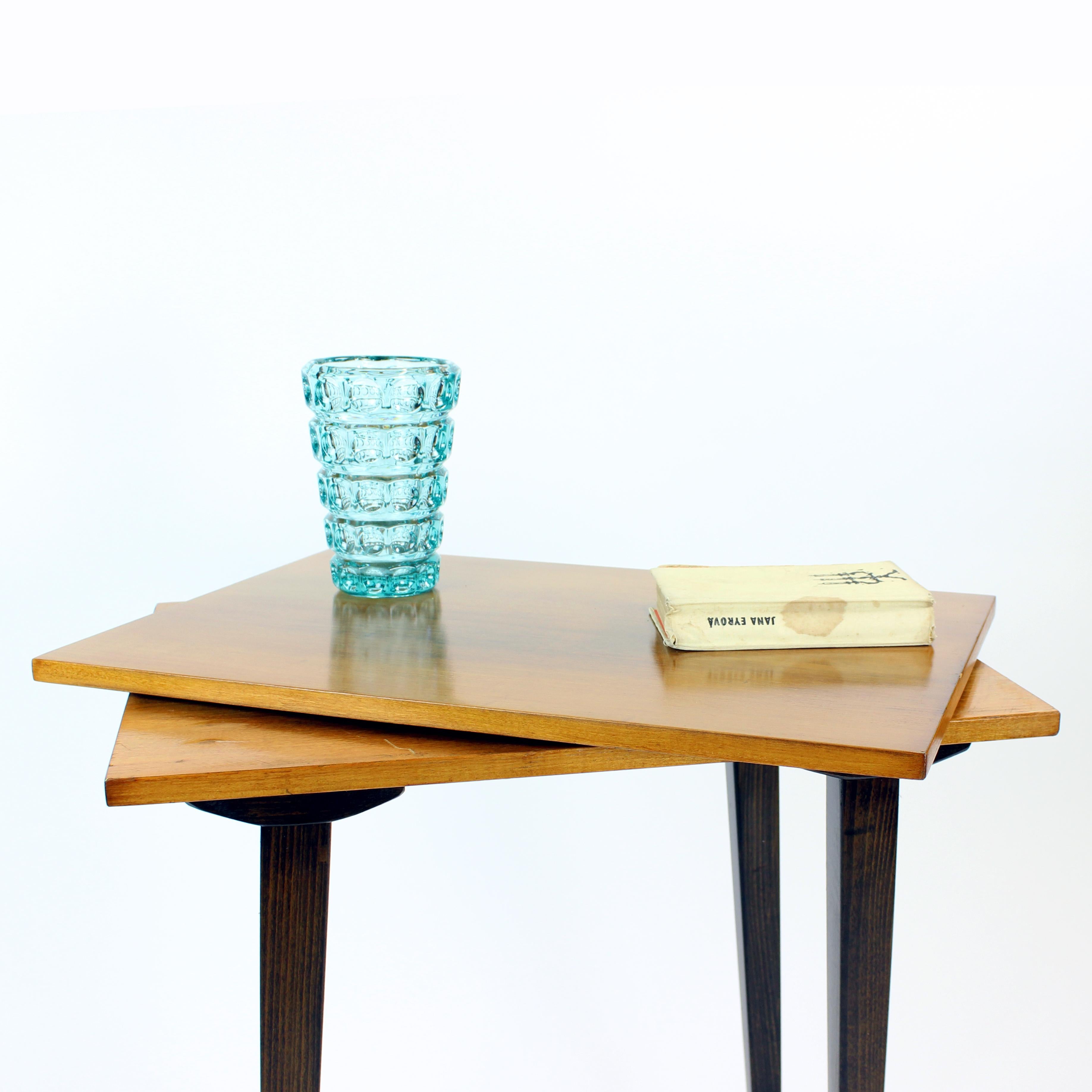 Beech Tall Side Table with Turning Top Board, Czechoslovakia, 1960s For Sale