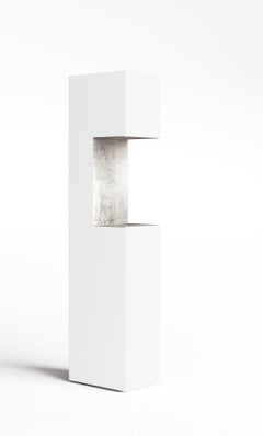 Tall sideboard - Freestanding storage cabinet Minotti Italia REBUS - Silver