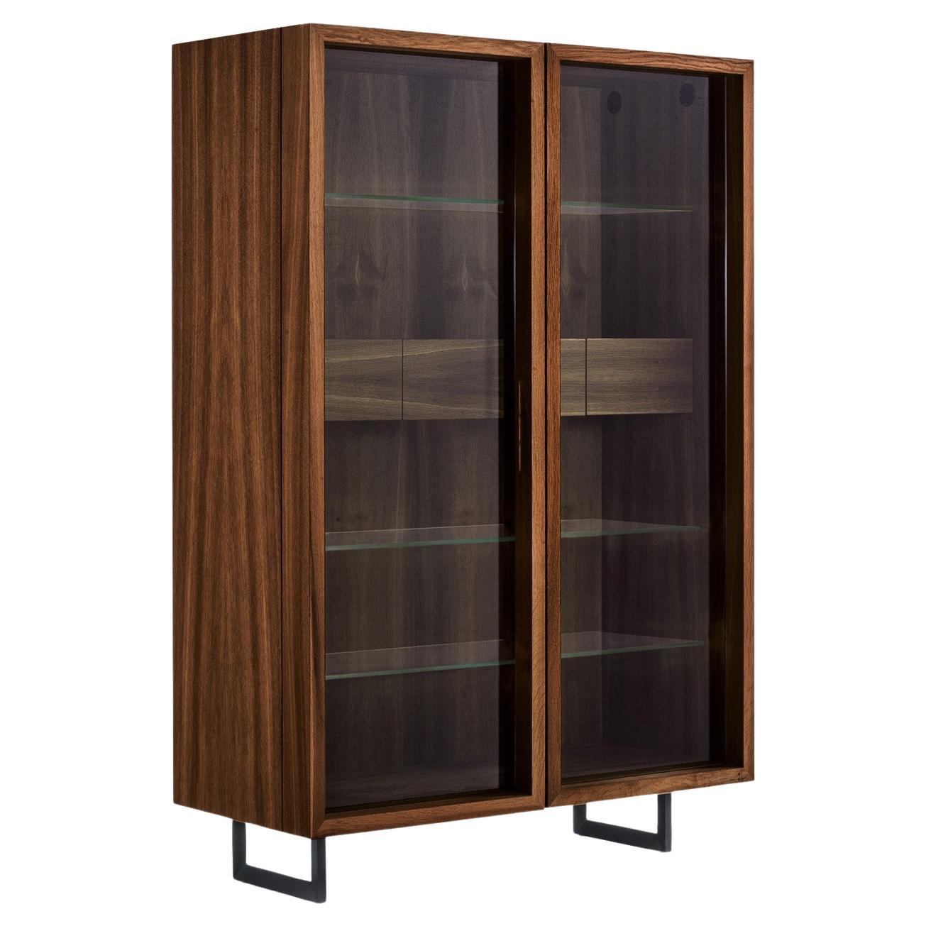 Tall sideboard / Storage cabinet / Display cabinet Riva 1920 Vitrea - Walnut For Sale
