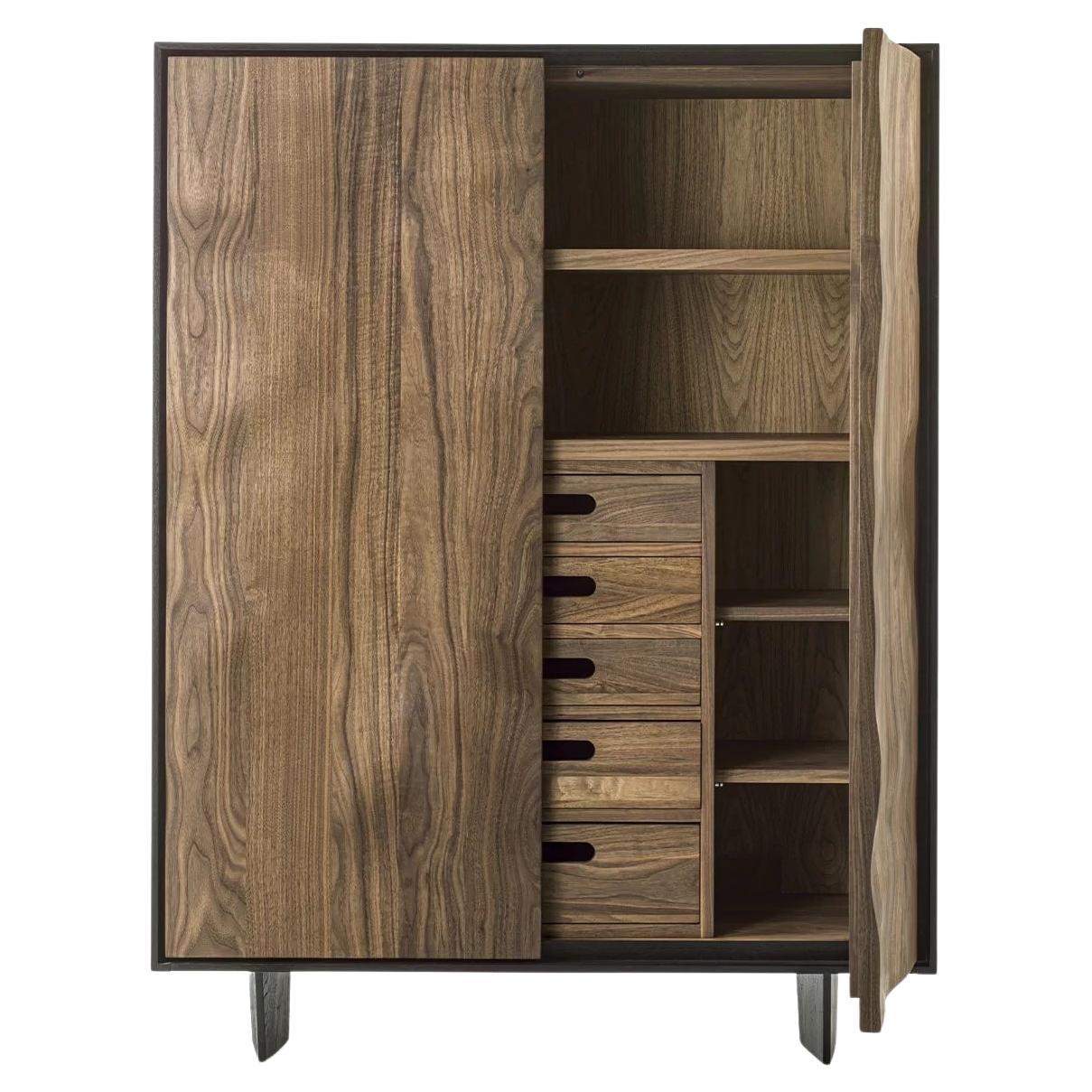 Tall sideboard / Tall storage cabinet Riva 1920 MOVE HIGH - Walnut